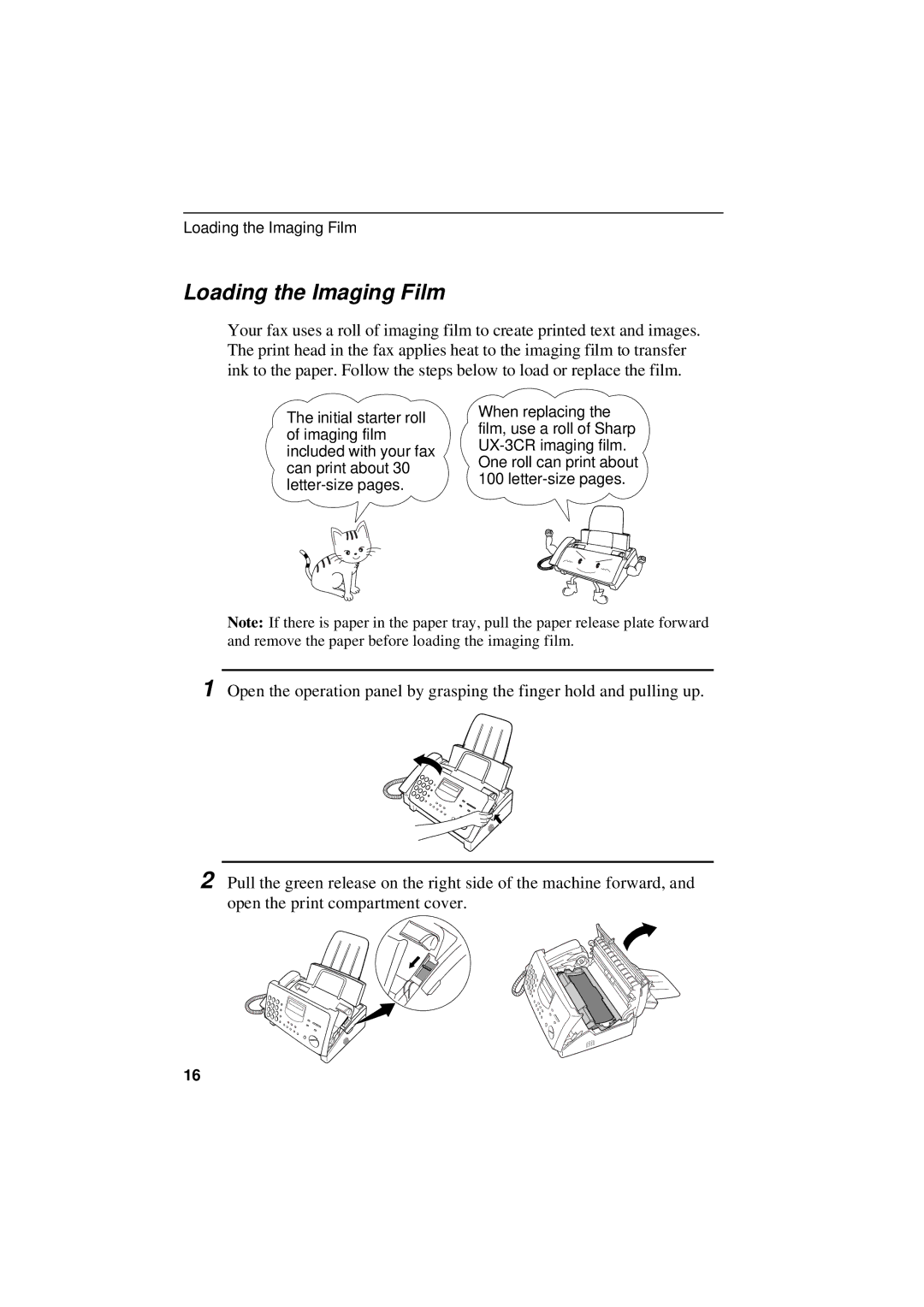 Sharp UX-305 operation manual Loading the Imaging Film 