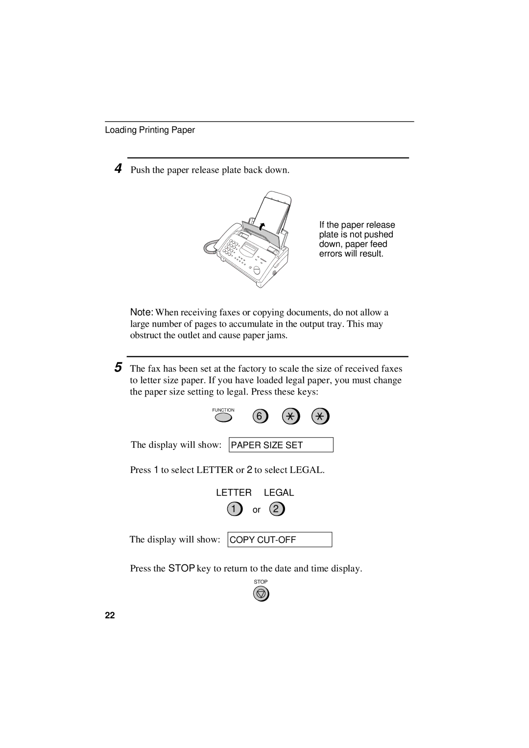 Sharp UX-305 operation manual Push the paper release plate back down 