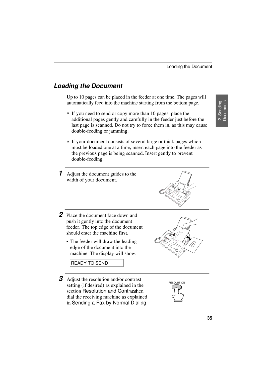 Sharp UX-305 operation manual Loading the Document 