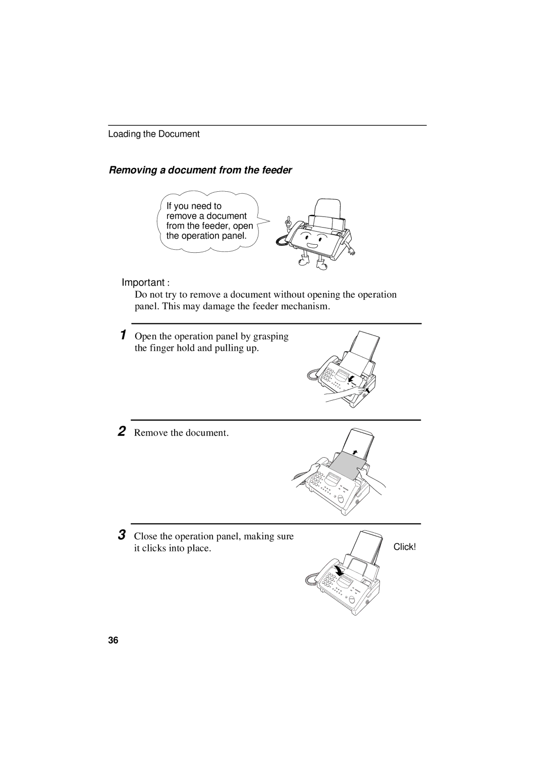 Sharp UX-305 operation manual Removing a document from the feeder 