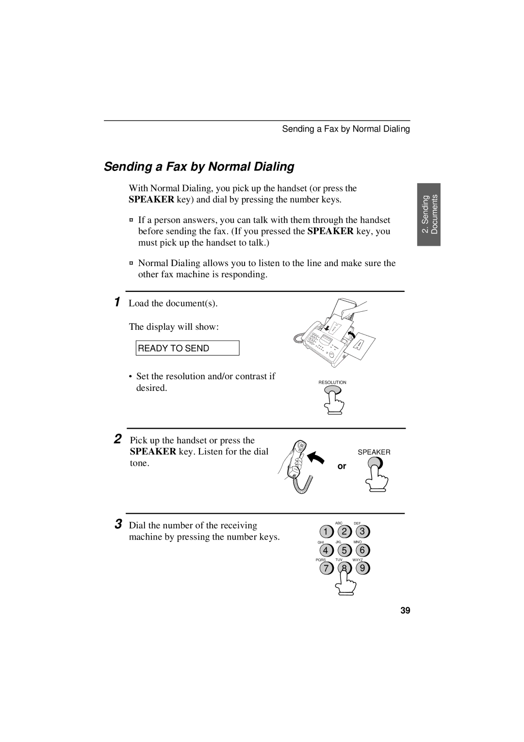 Sharp UX-305 operation manual Sending a Fax by Normal Dialing 