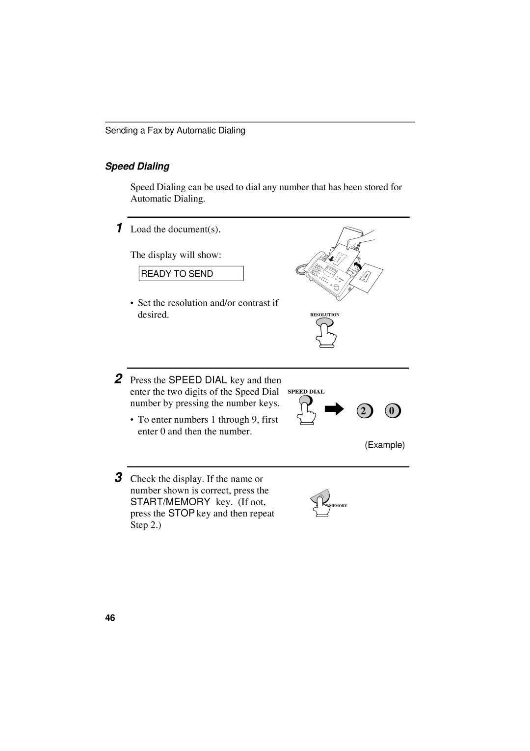 Sharp UX-305 operation manual Speed Dialing, START/MEMORY key. If not 