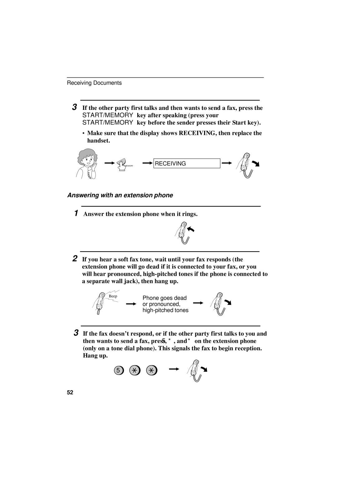 Sharp UX-305 operation manual Answering with an extension phone 