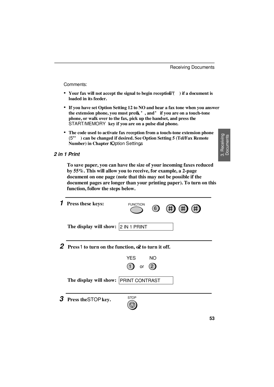 Sharp UX-305 operation manual Print, Press these keys 