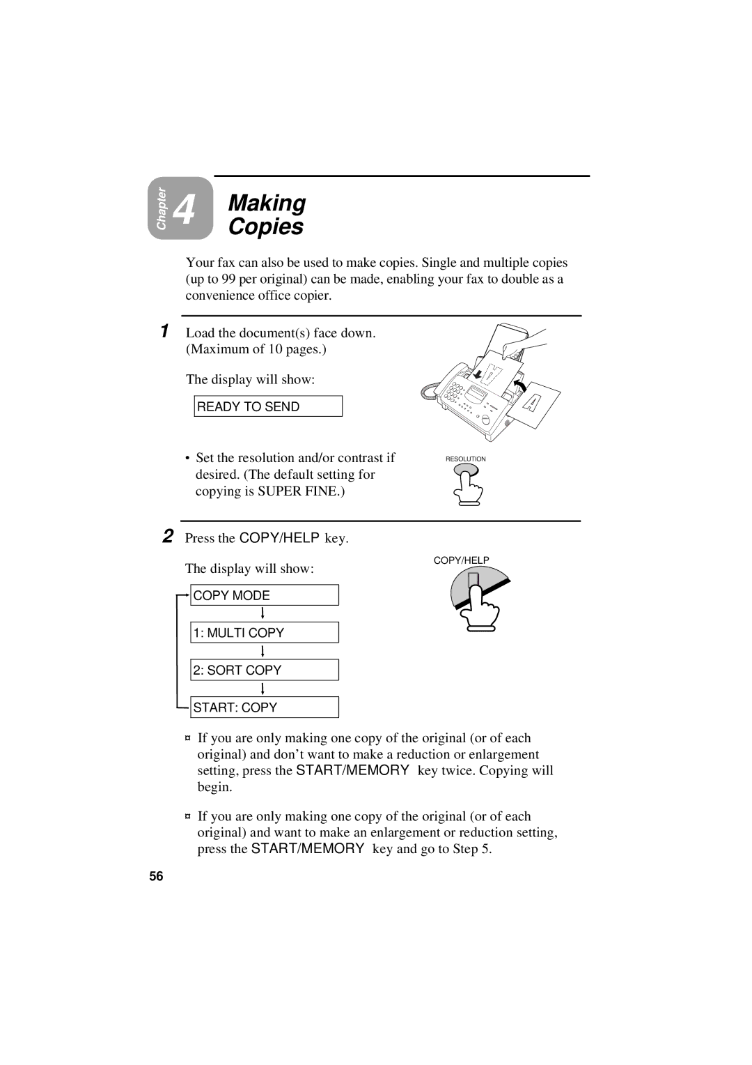 Sharp UX-305 operation manual Making Copies 