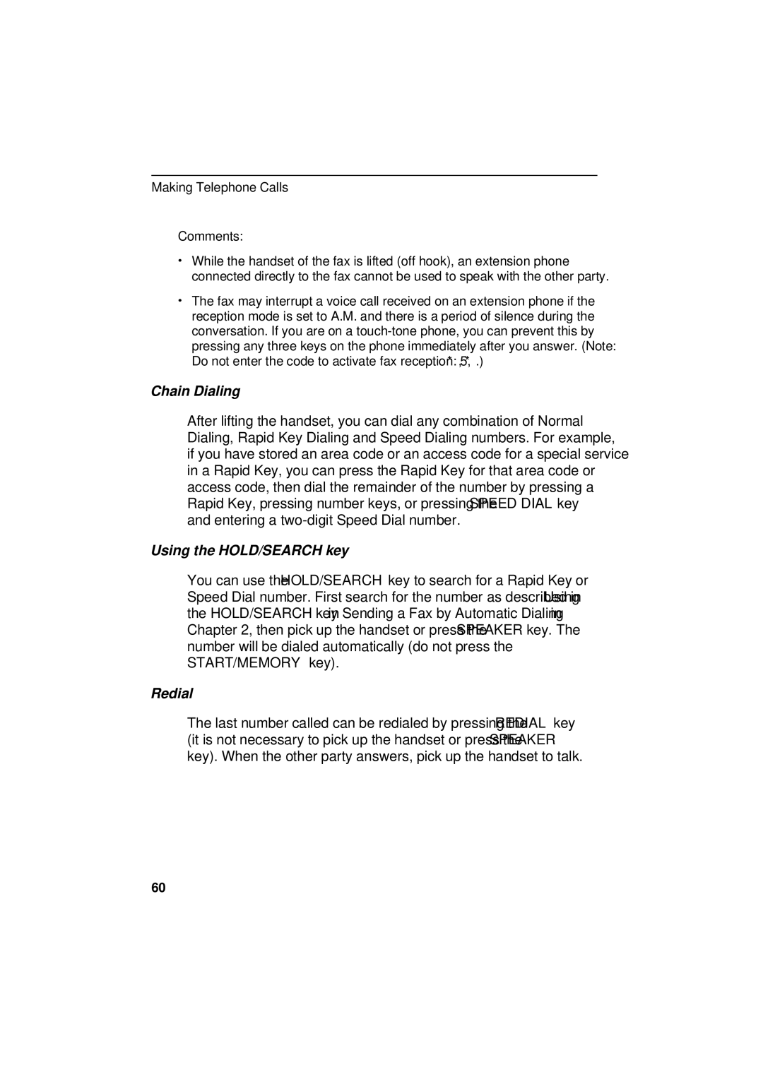 Sharp UX-305 operation manual Chain Dialing, Redial 