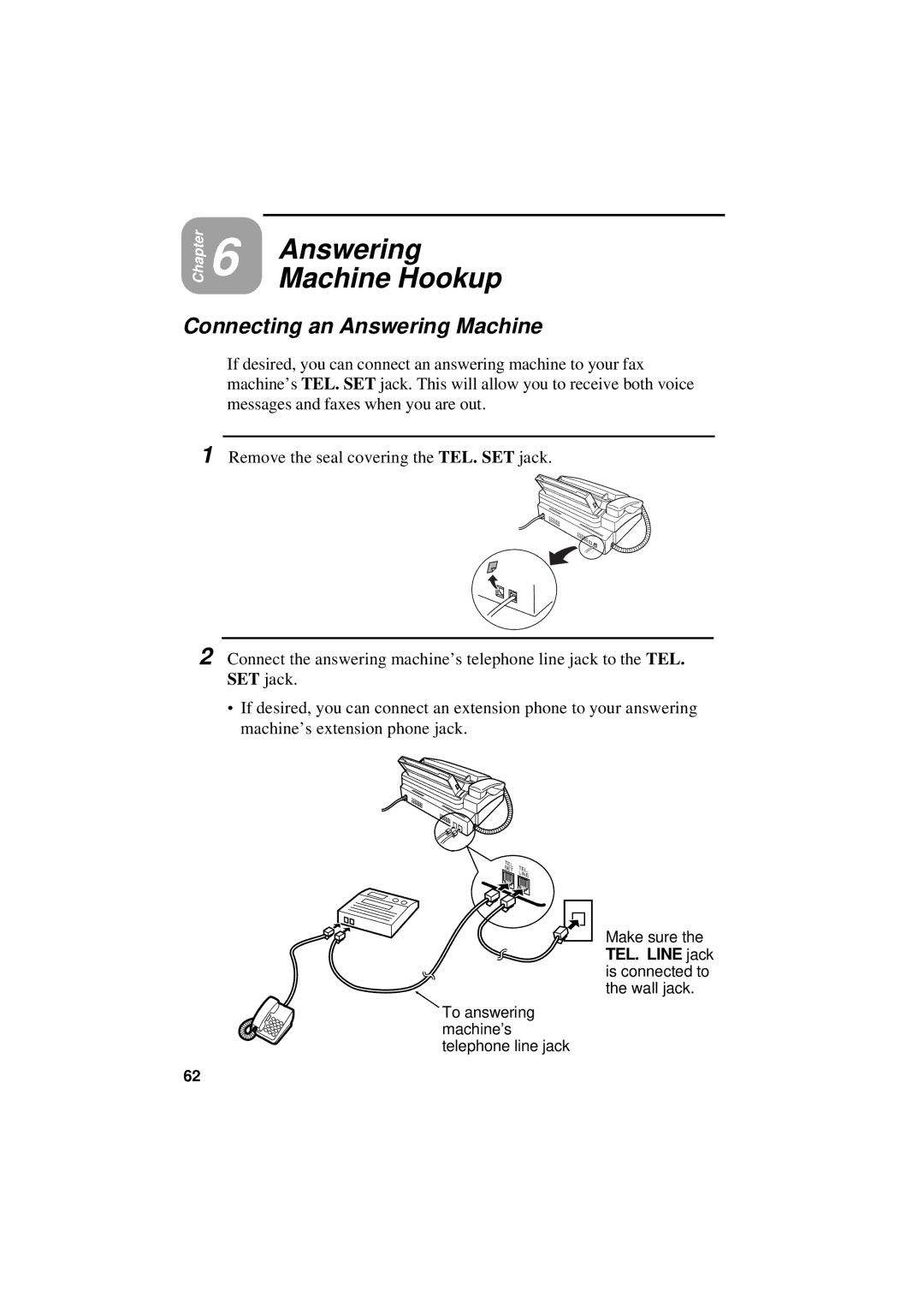 Sharp UX-305 operation manual Answering Machine Hookup, Connecting an Answering Machine 