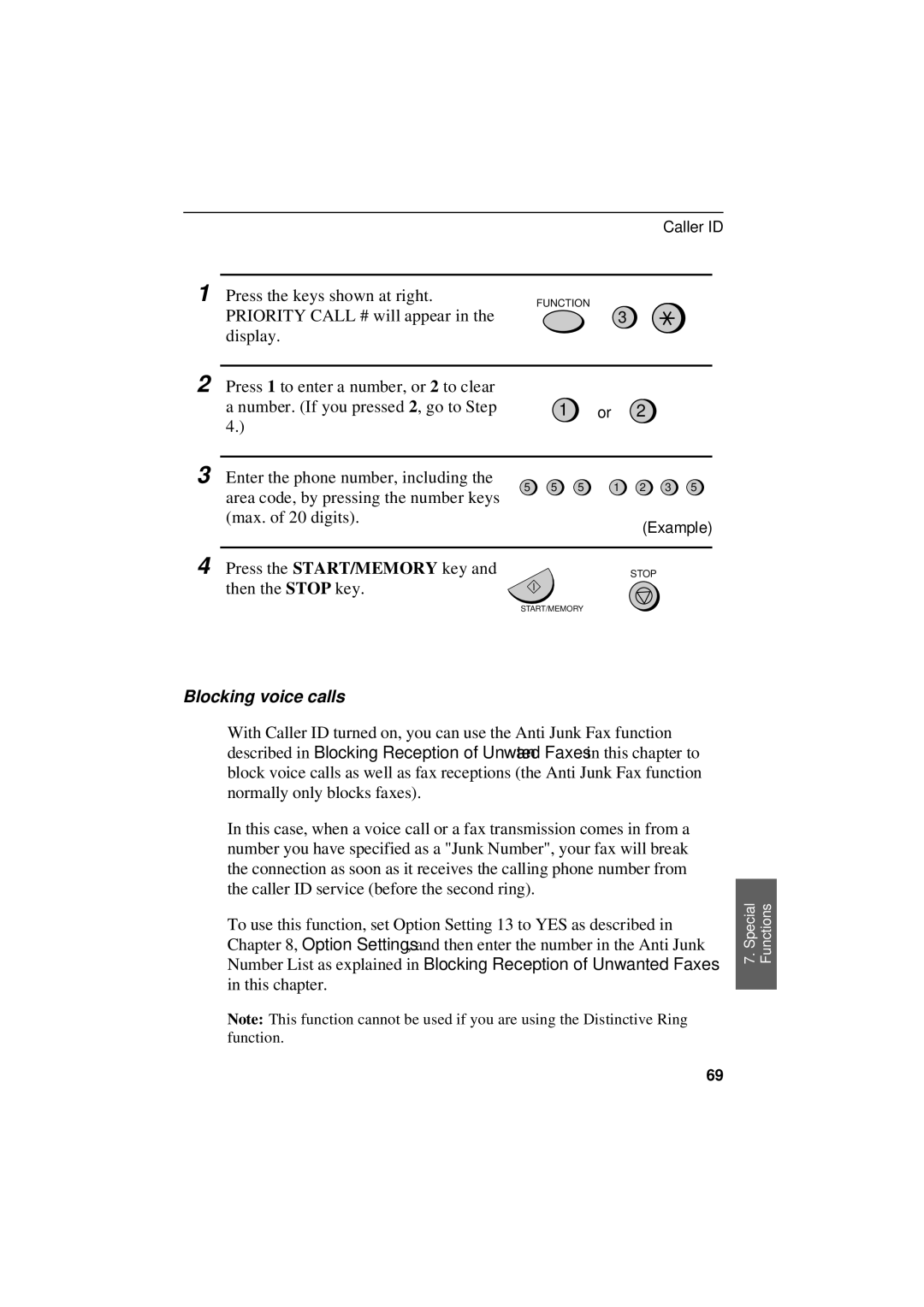 Sharp UX-305 operation manual Blocking voice calls 