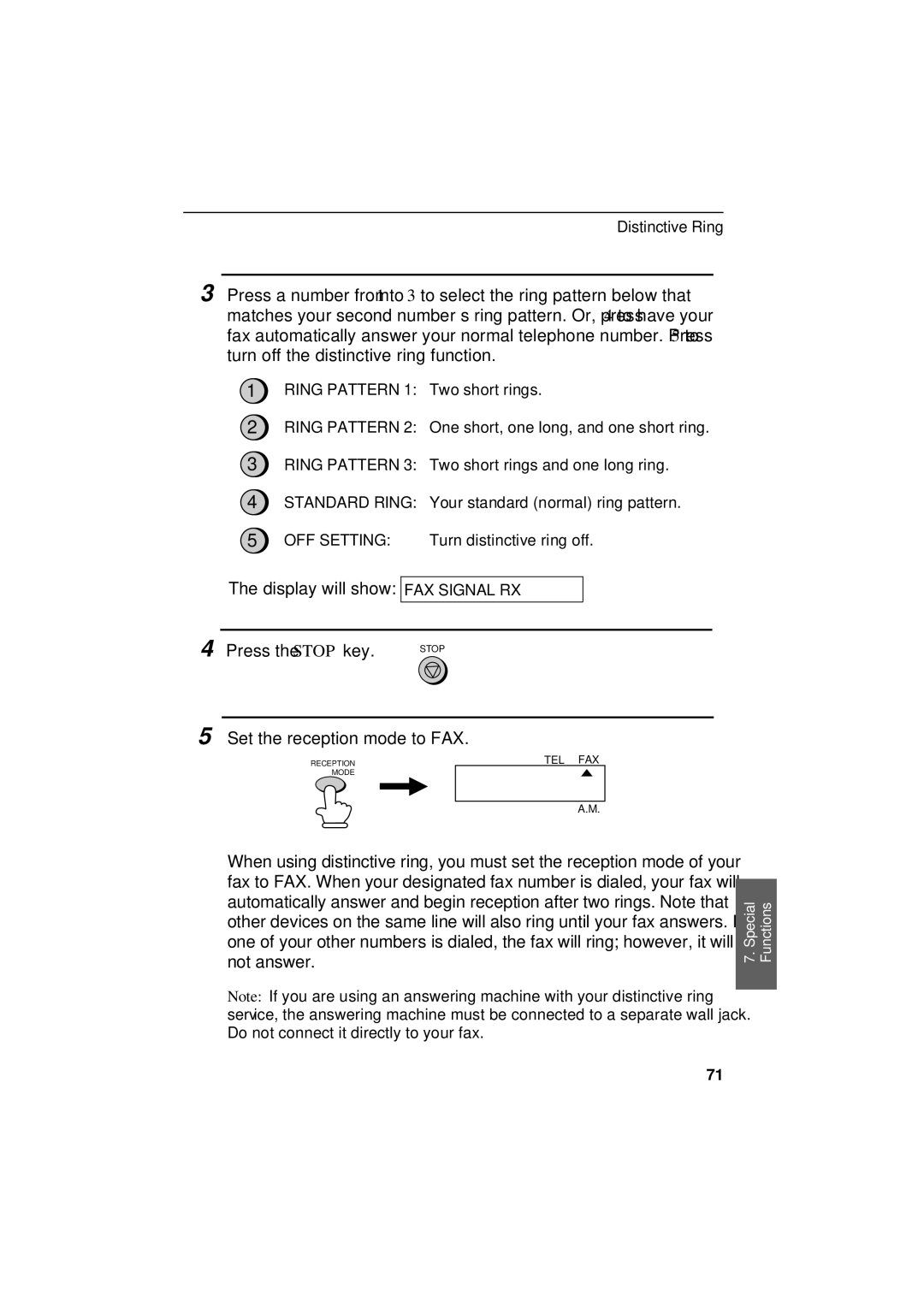 Sharp UX-305 operation manual Set the reception mode to FAX 