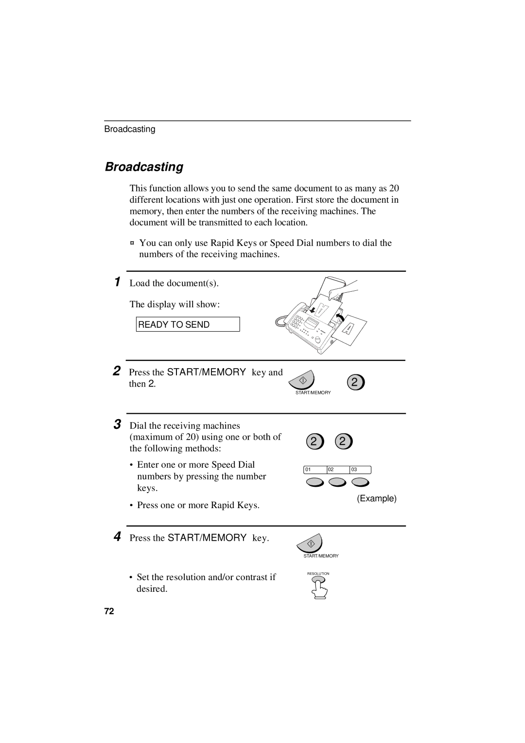 Sharp UX-305 operation manual Broadcasting 