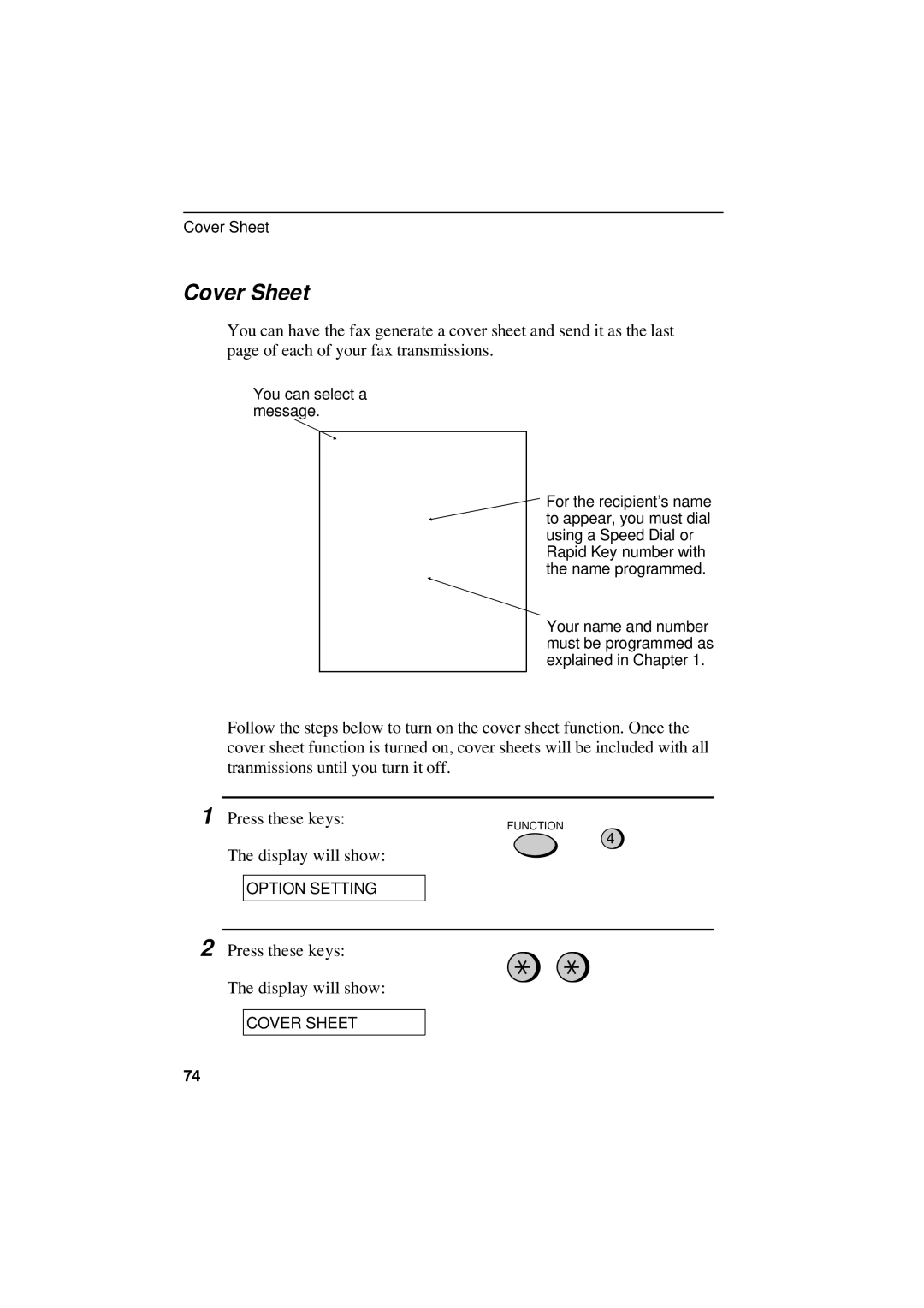 Sharp UX-305 operation manual Cover Sheet 