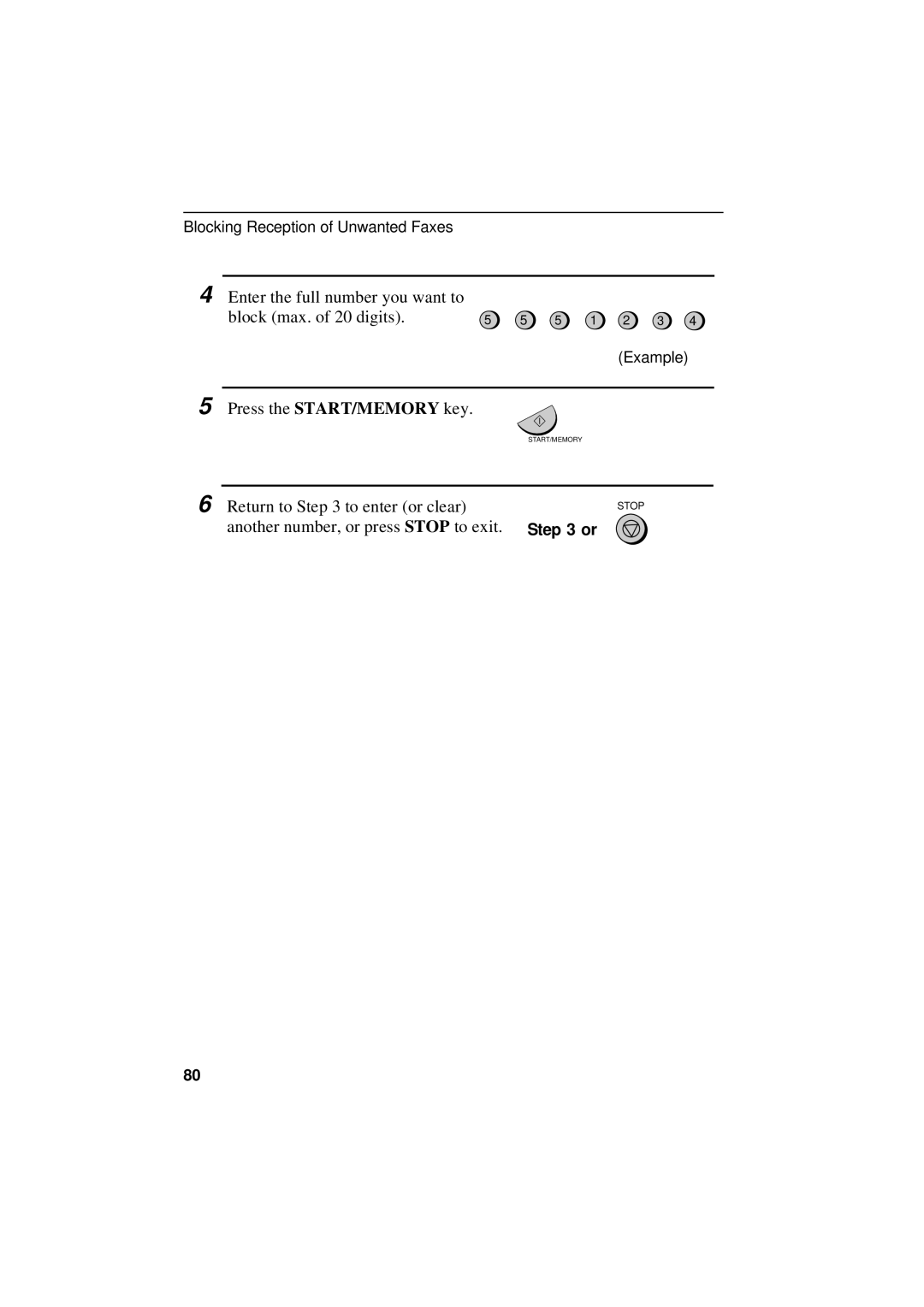 Sharp UX-305 operation manual Enter the full number you want to Block max. of 20 digits 