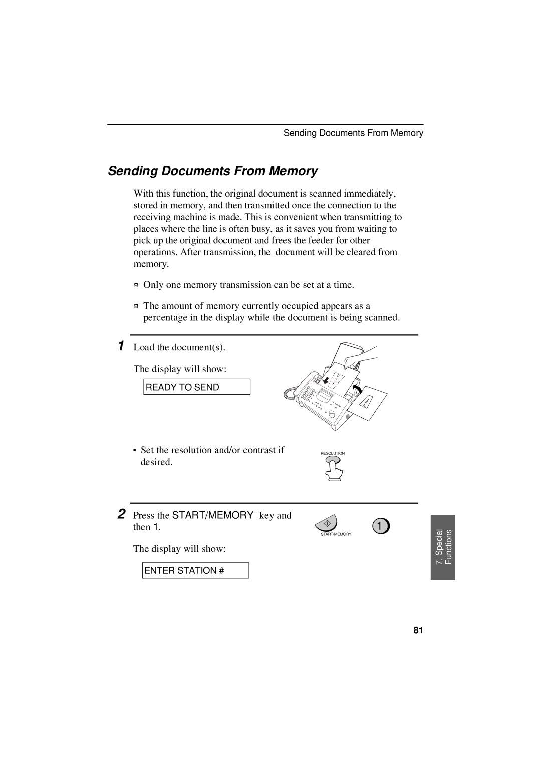 Sharp UX-305 operation manual Sending Documents From Memory 