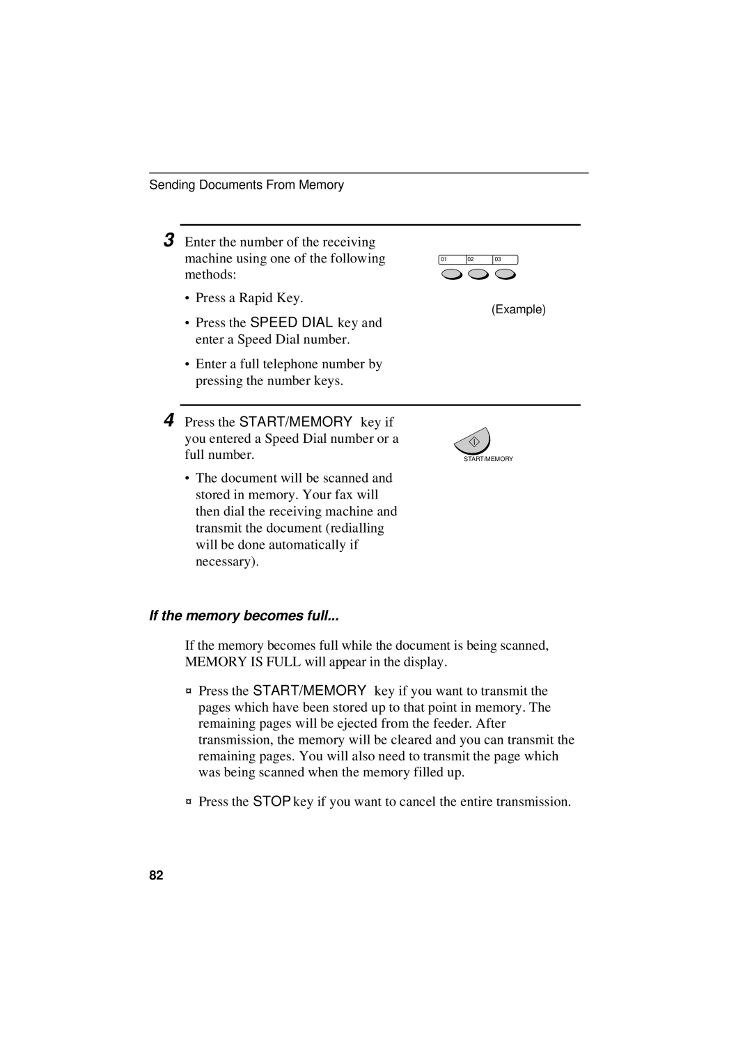 Sharp UX-305 operation manual Full number, If the memory becomes full 