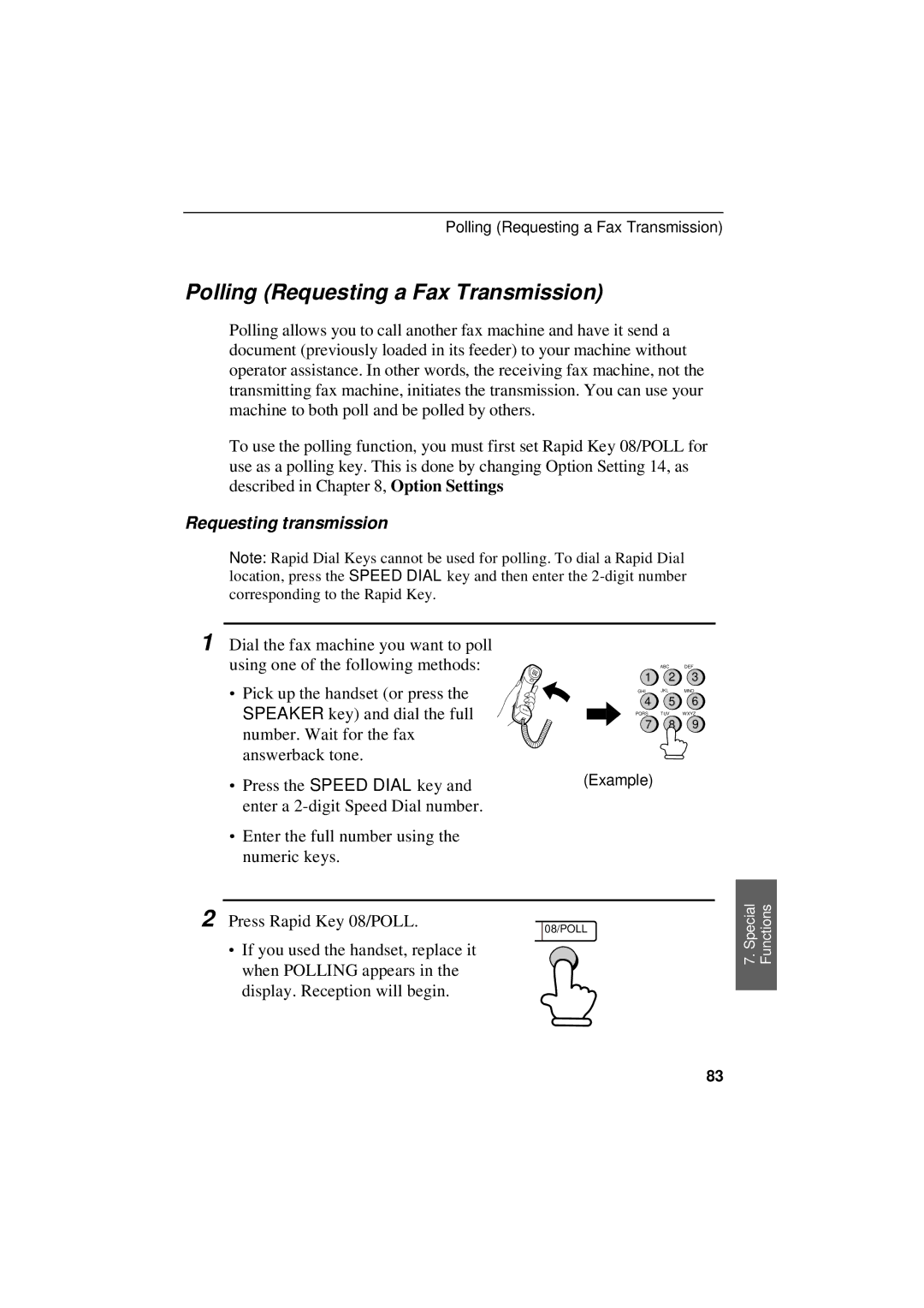 Sharp UX-305 operation manual Polling Requesting a Fax Transmission, Requesting transmission 