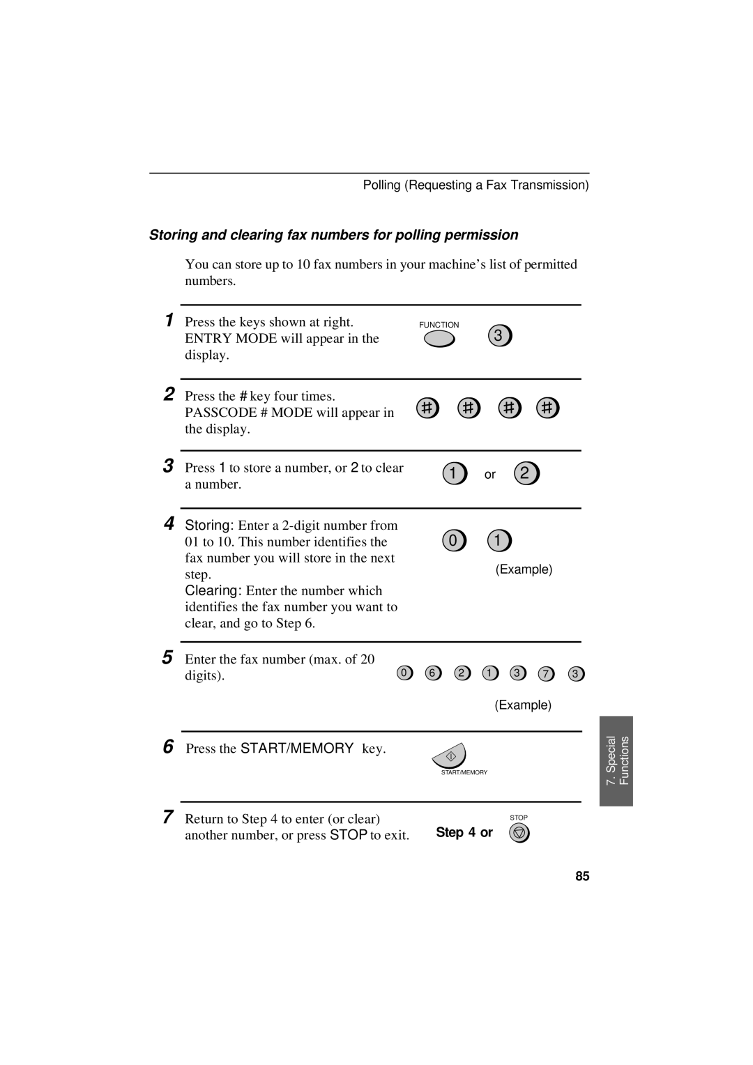 Sharp UX-305 operation manual Storing and clearing fax numbers for polling permission 