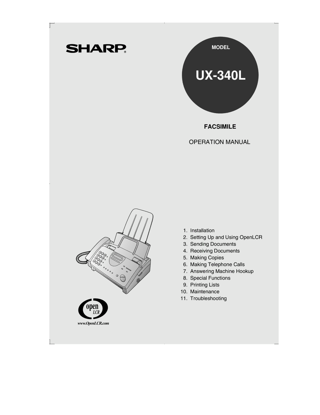 Sharp UX-340L operation manual 