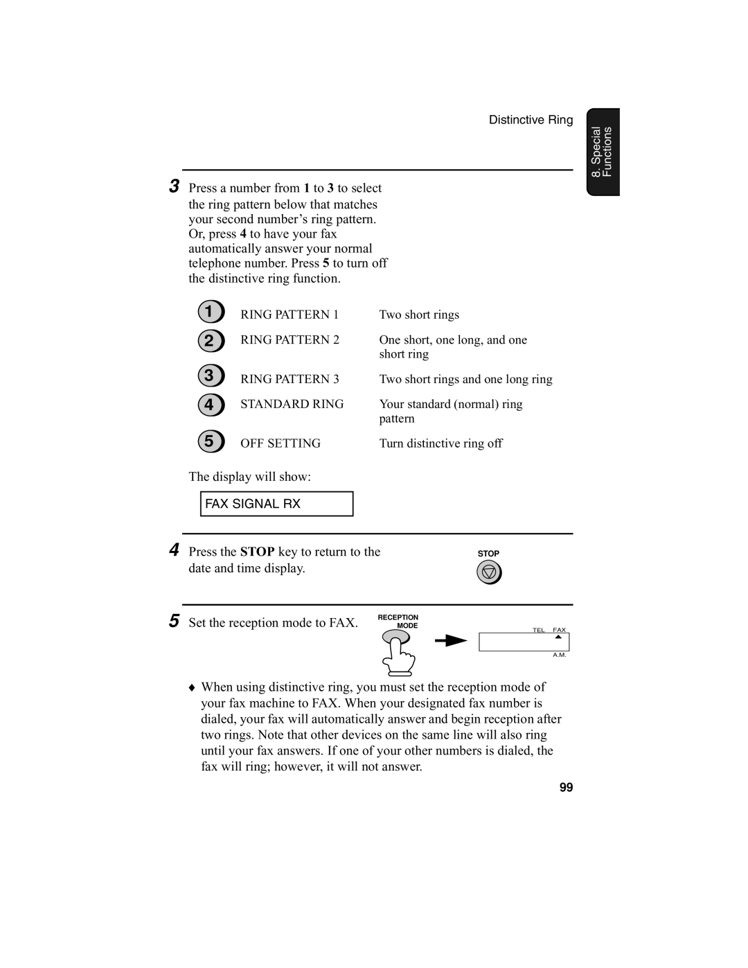 Sharp UX-340L operation manual Date and time display Set the reception mode to FAX 