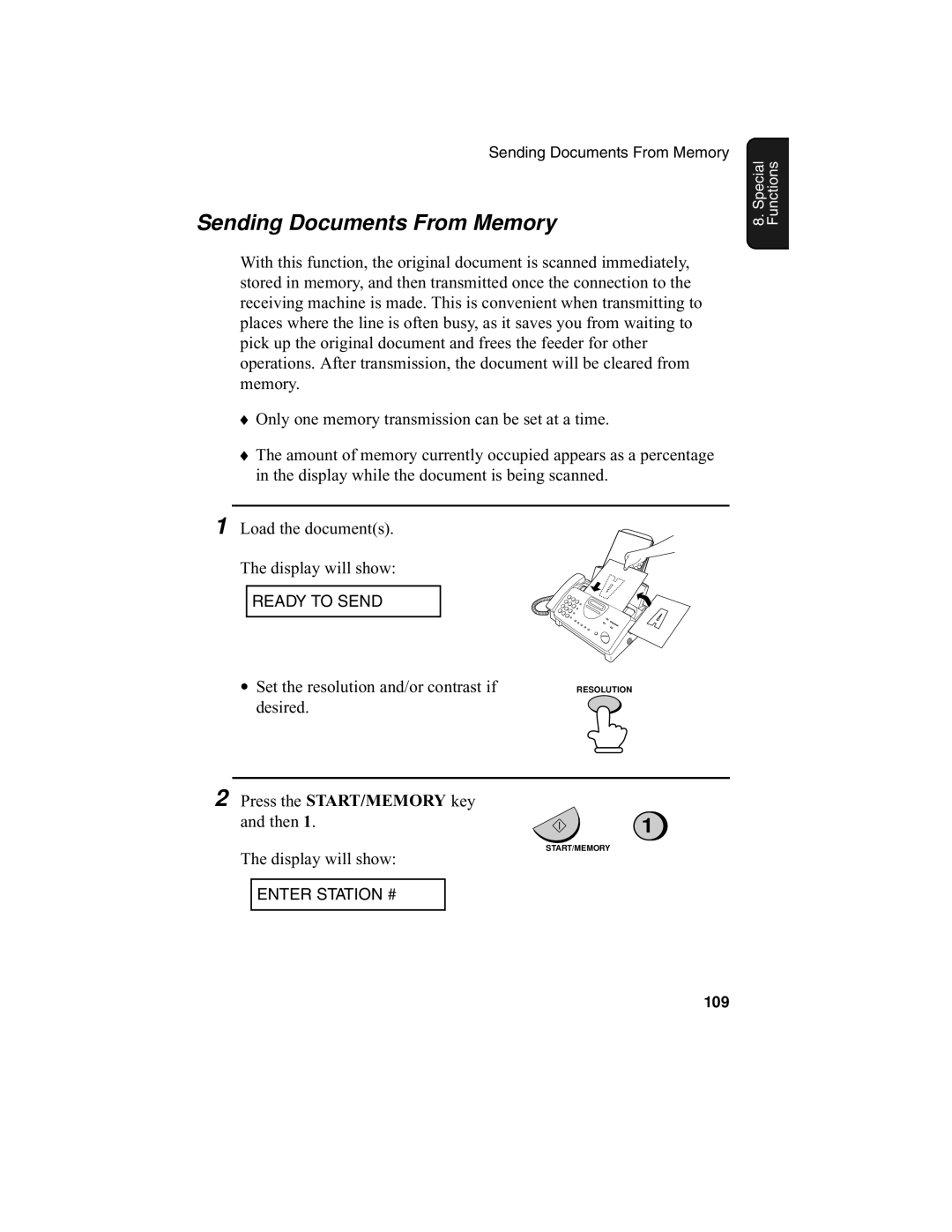 Sharp UX-340L operation manual Sending Documents From Memory 