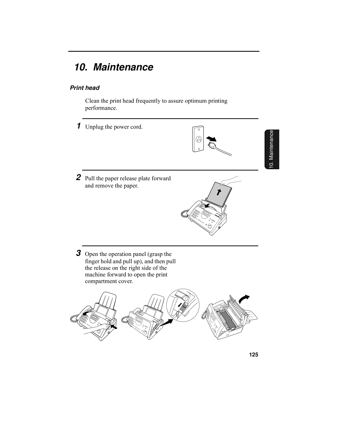 Sharp UX-340L operation manual Maintenance, Print head 