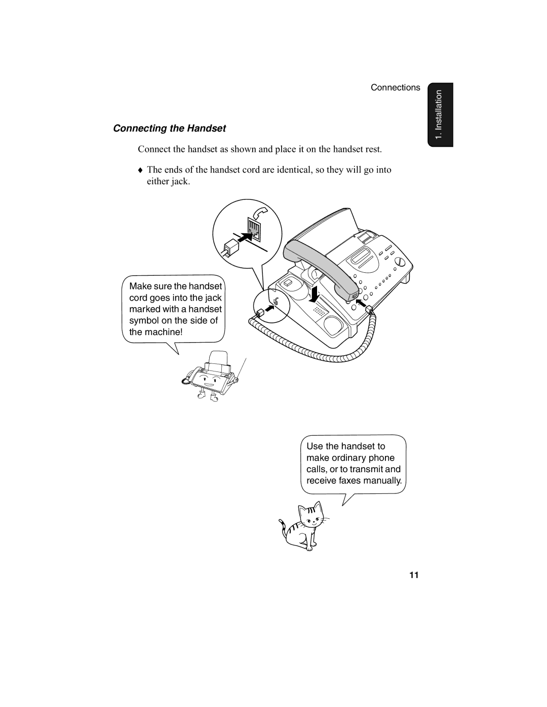 Sharp UX-340L operation manual Connecting the Handset 