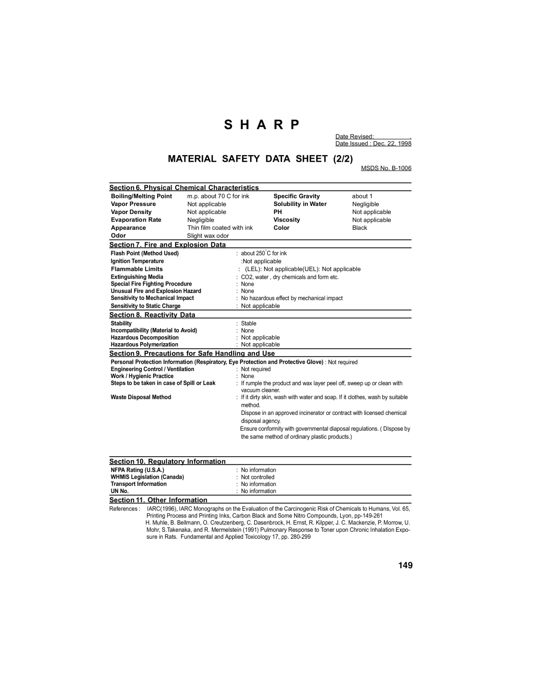 Sharp UX-340L operation manual 149 