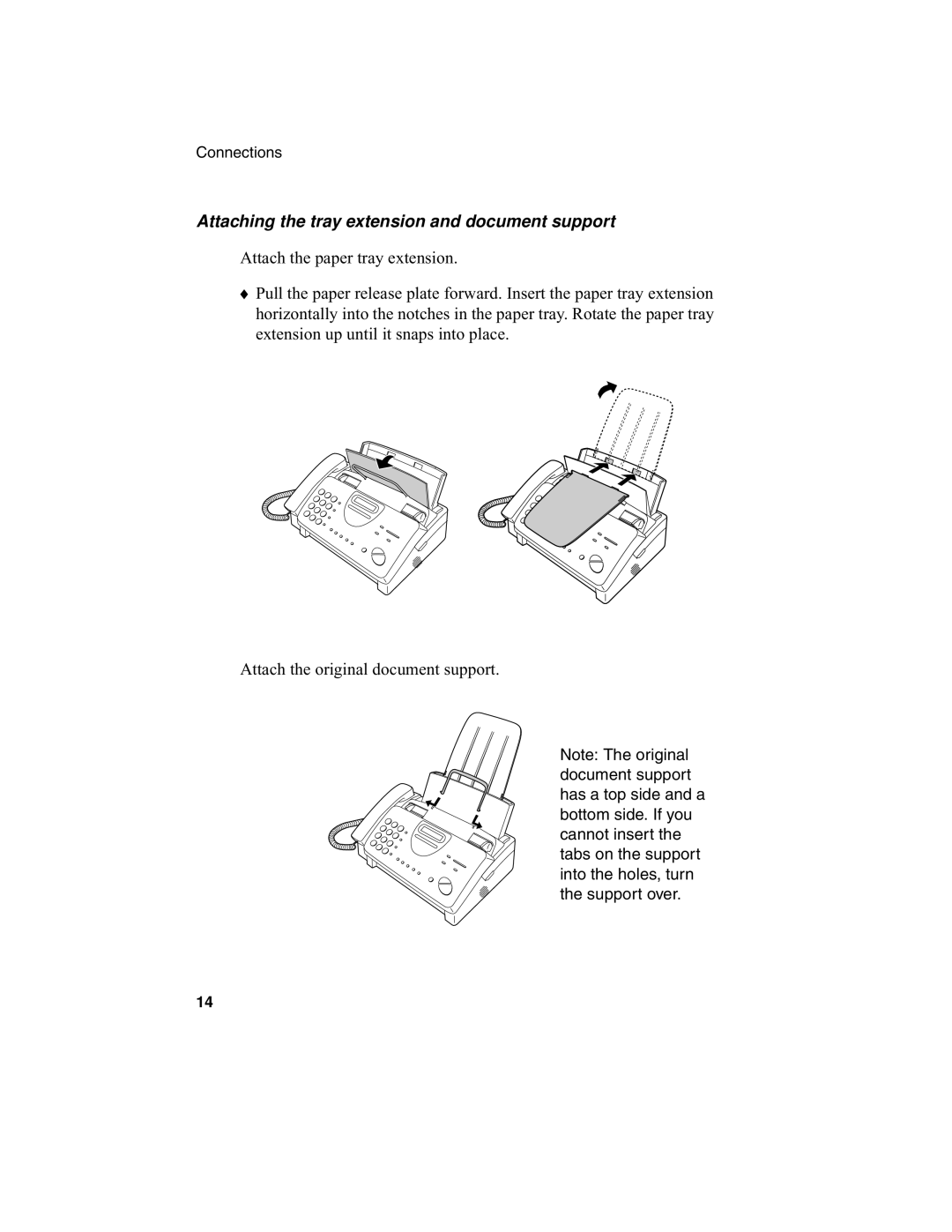 Sharp UX-340L operation manual Attaching the tray extension and document support 