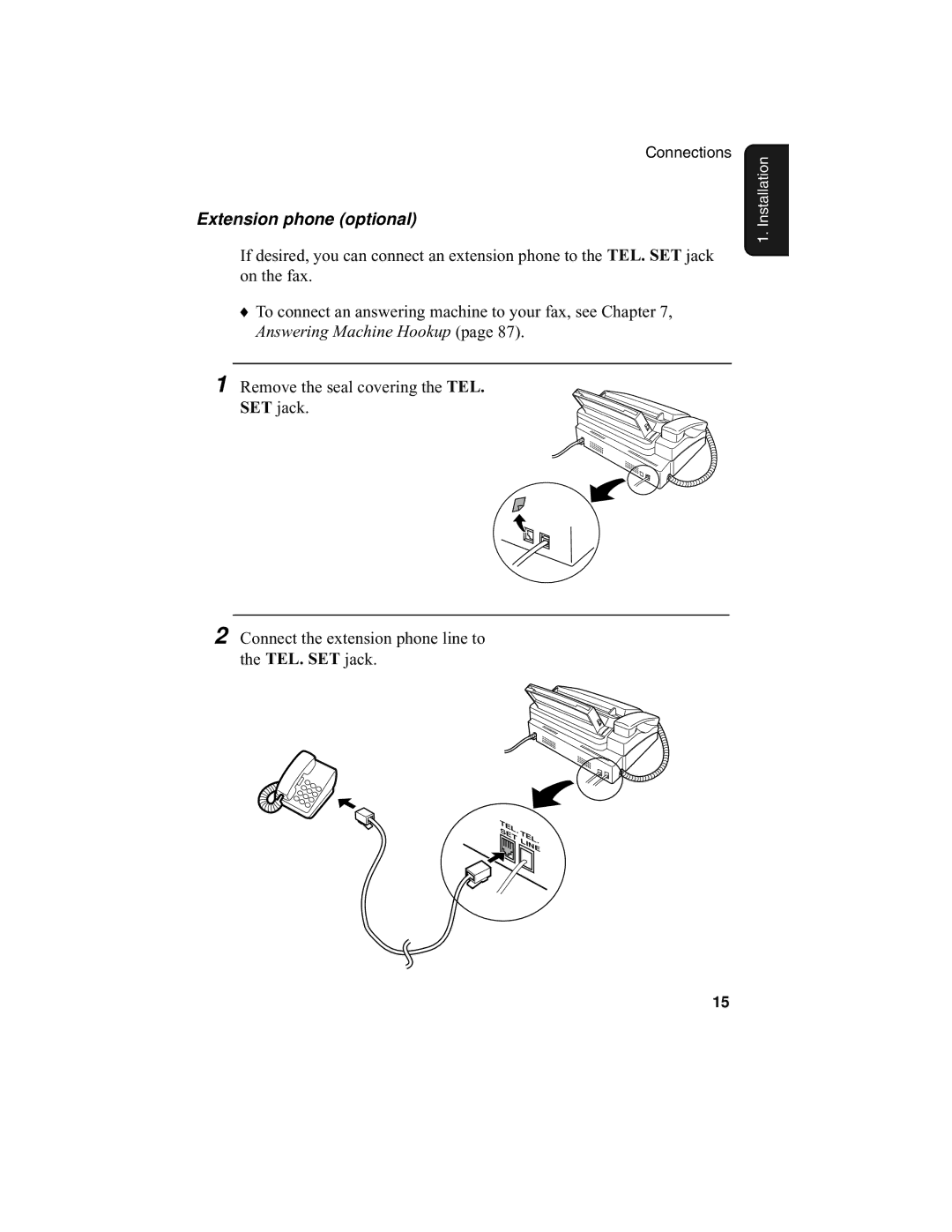 Sharp UX-340L operation manual Extension phone optional 