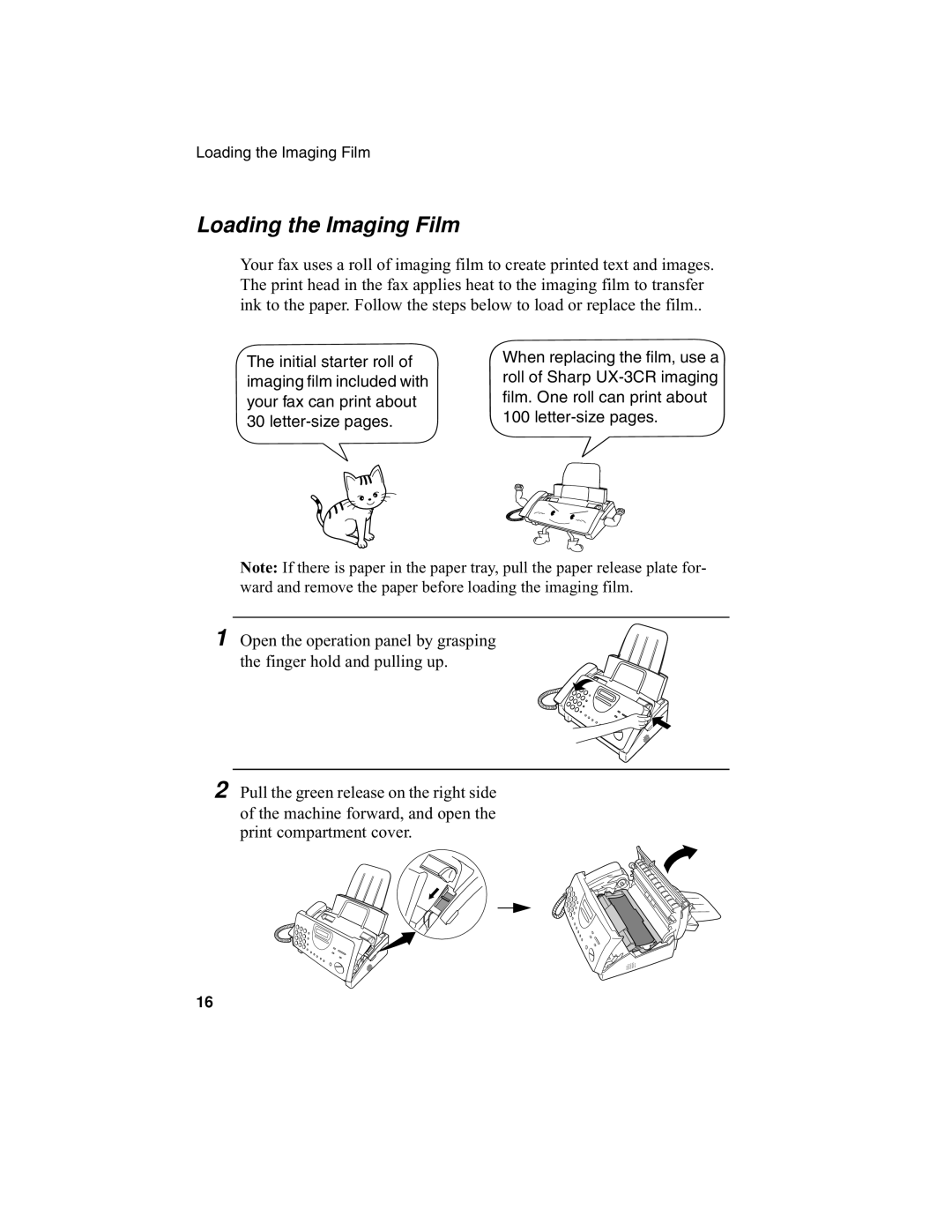 Sharp UX-340L operation manual Loading the Imaging Film 