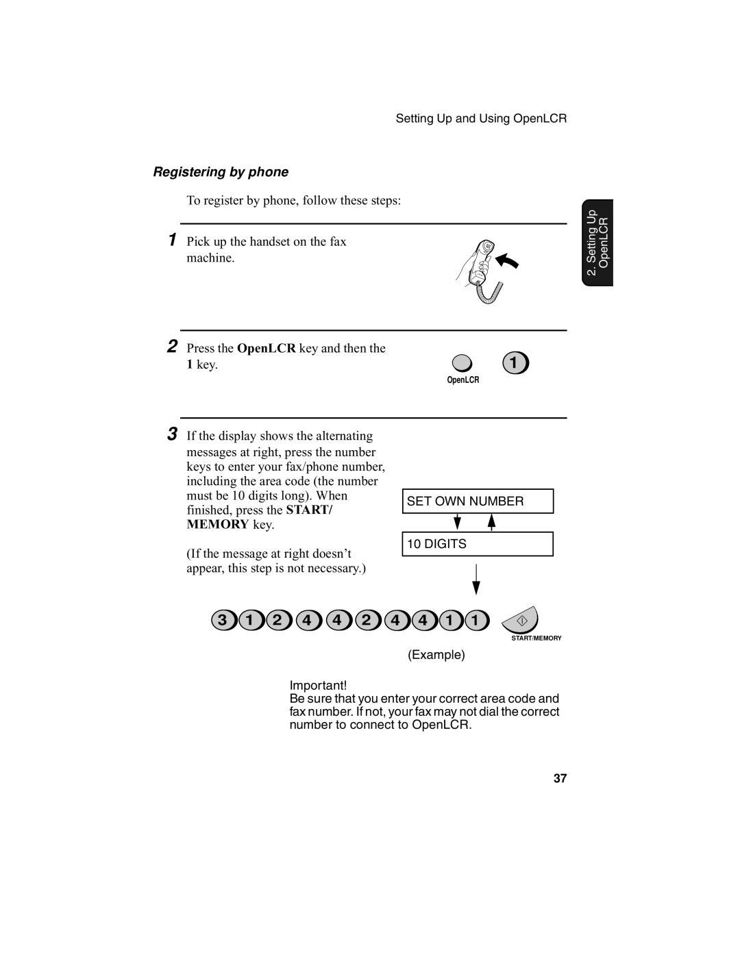 Sharp UX-340L operation manual 2 4 4 2 4 4 1, Registering by phone 