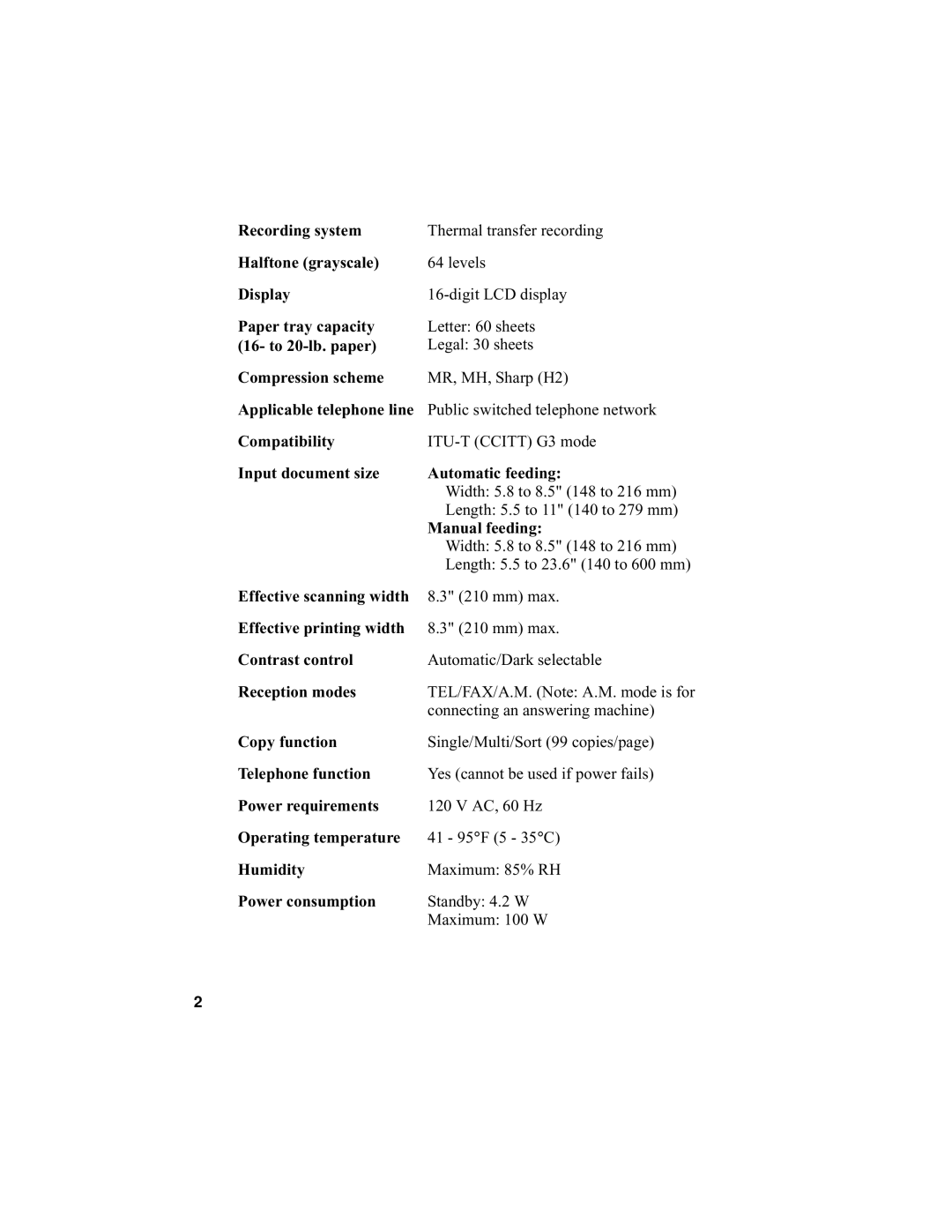 Sharp UX-340L operation manual Recording system 