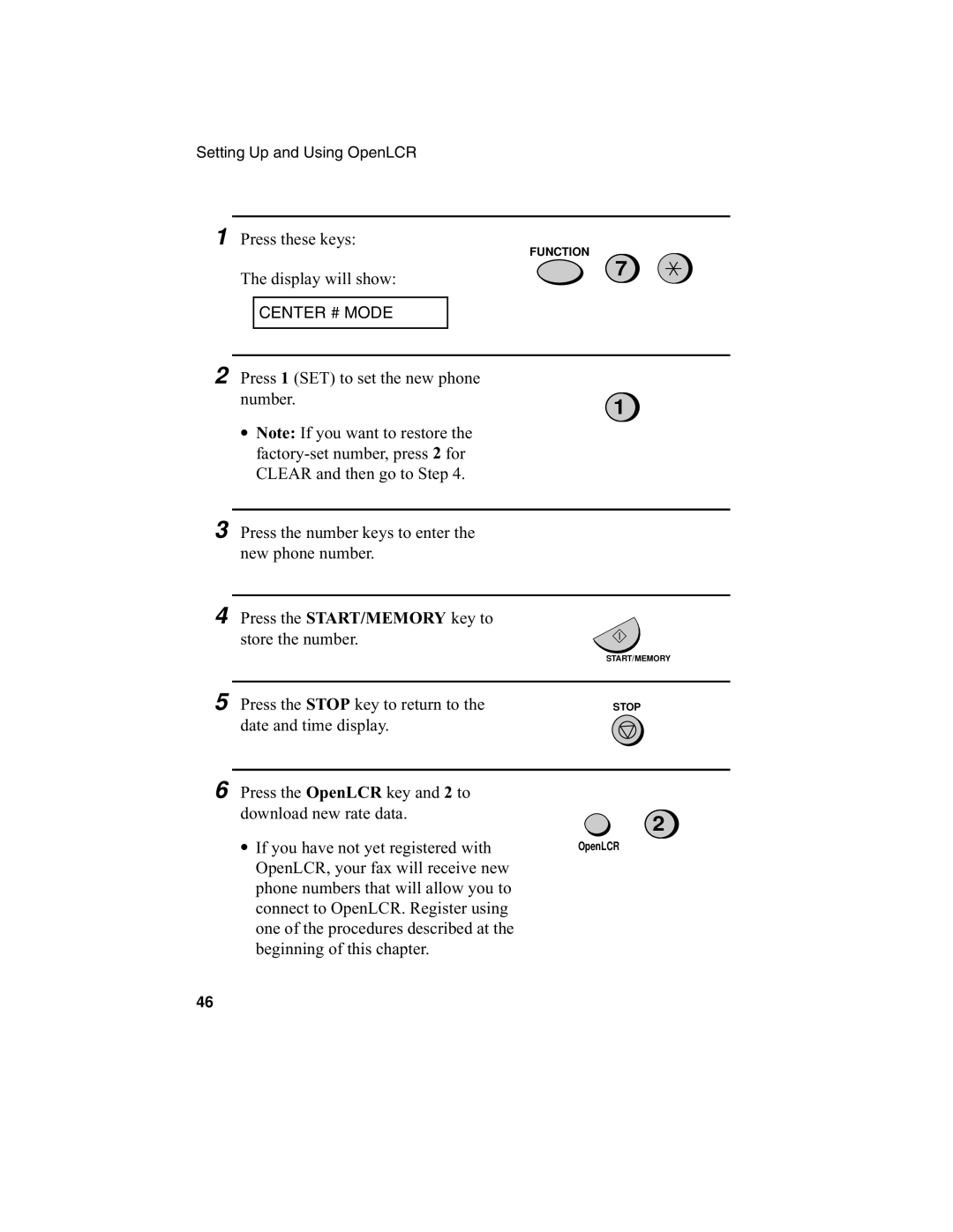 Sharp UX-340L operation manual Center # Mode 