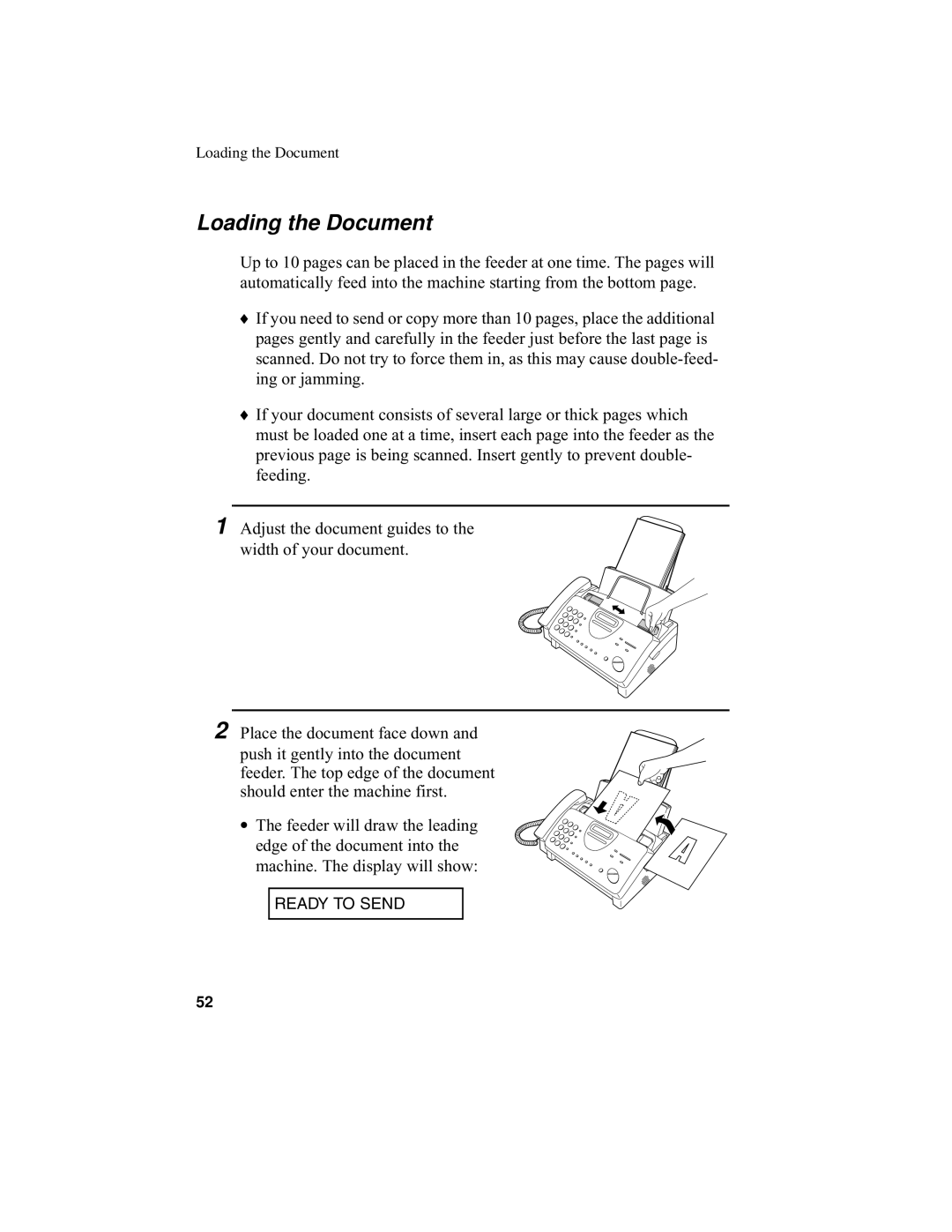 Sharp UX-340L operation manual Loading the Document 