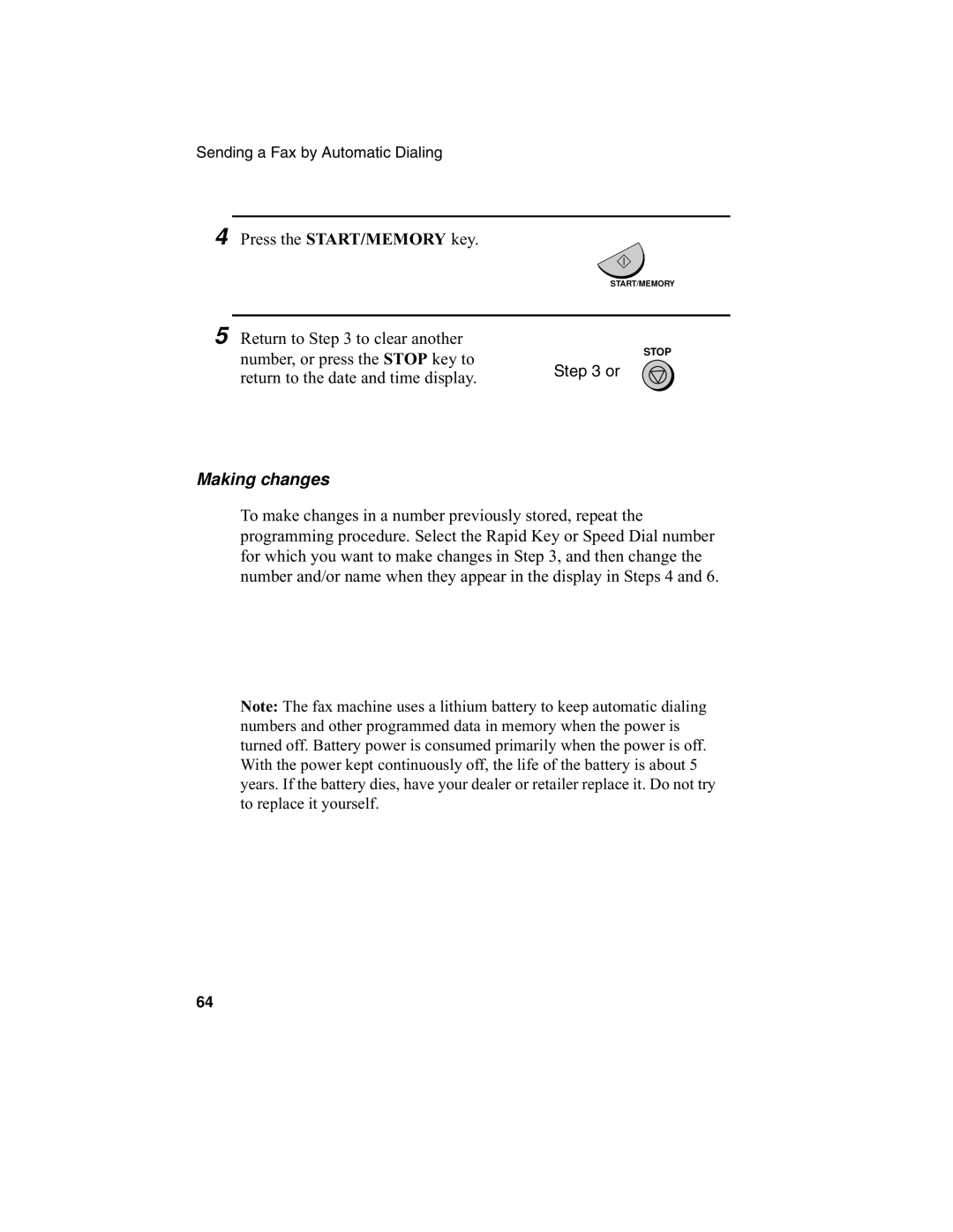 Sharp UX-340L operation manual Making changes 