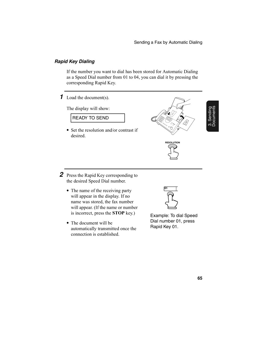 Sharp UX-340L operation manual Rapid Key Dialing 