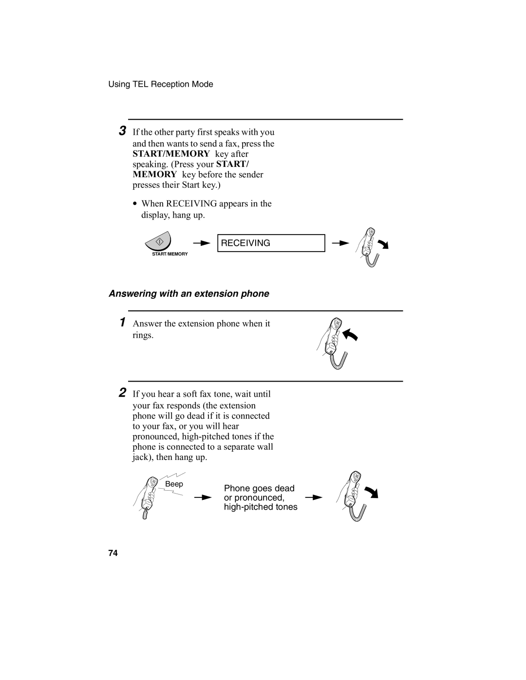 Sharp UX-340L operation manual Answering with an extension phone 