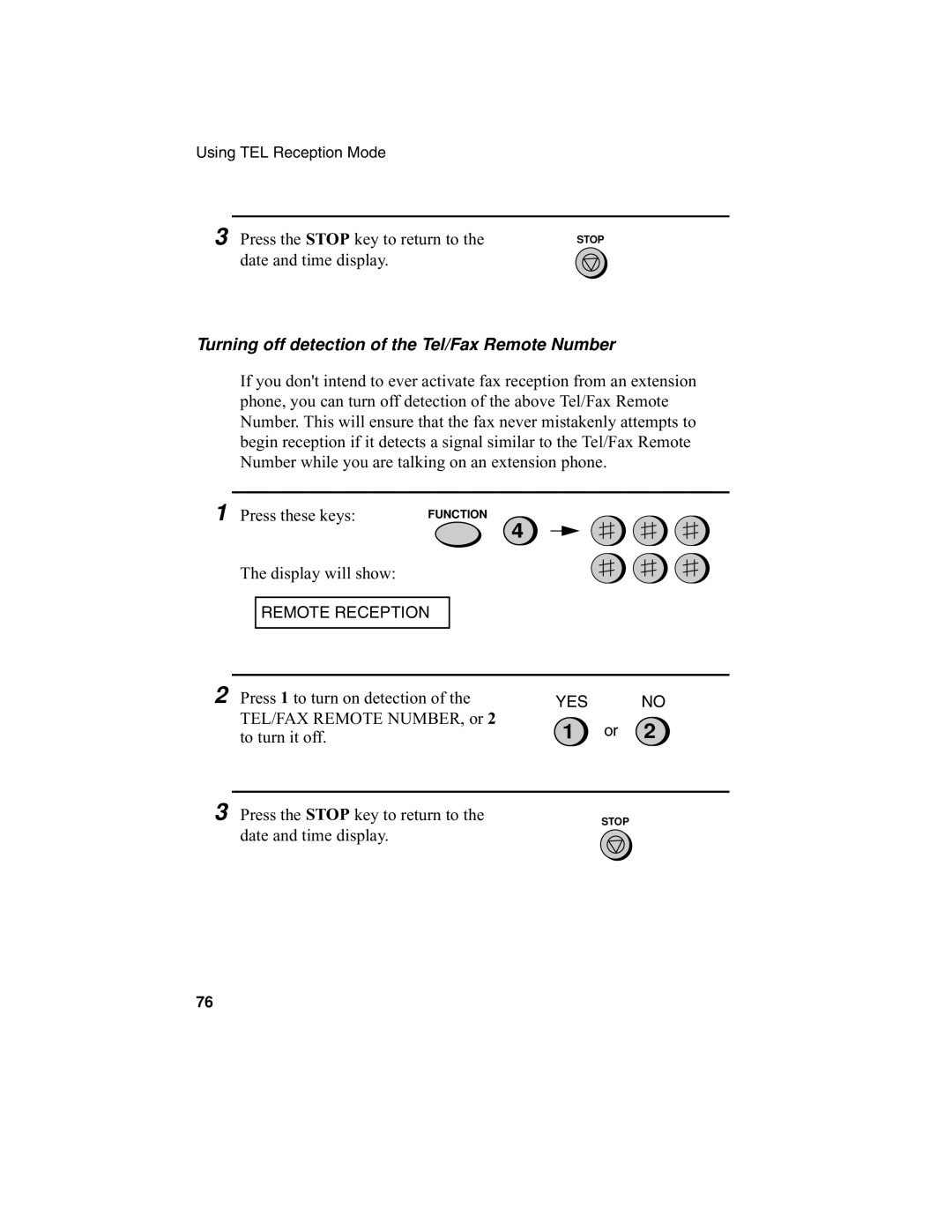 Sharp UX-340L operation manual Turning off detection of the Tel/Fax Remote Number 