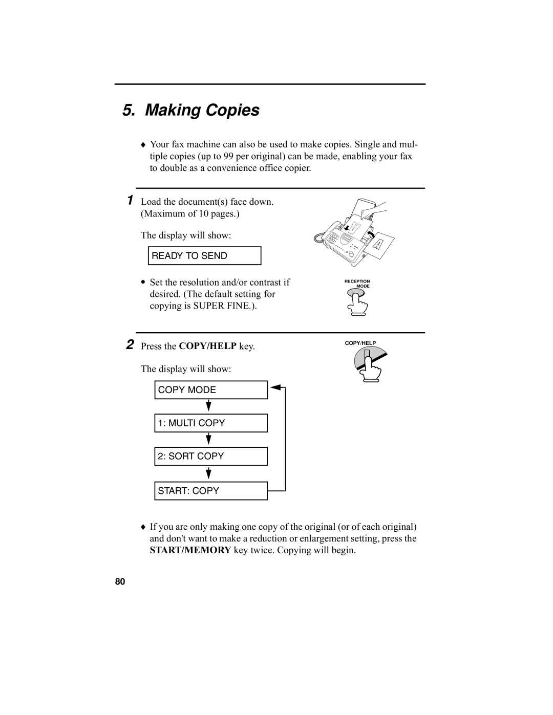 Sharp UX-340L operation manual Making Copies 