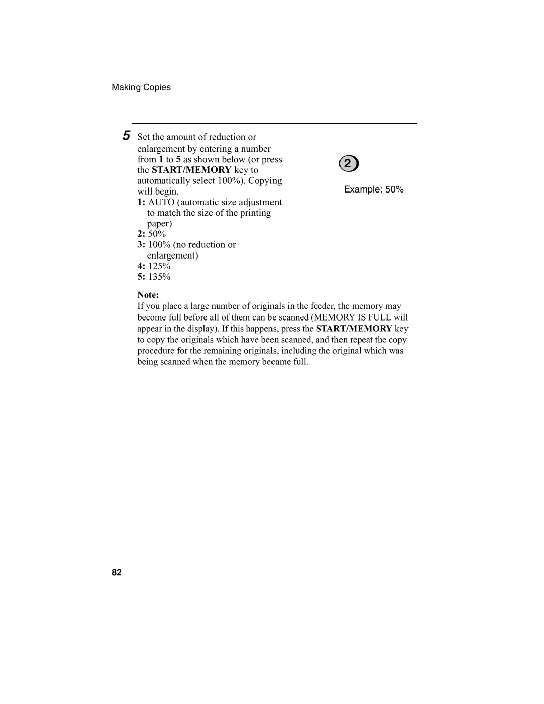 Sharp UX-340L operation manual Example 50% 