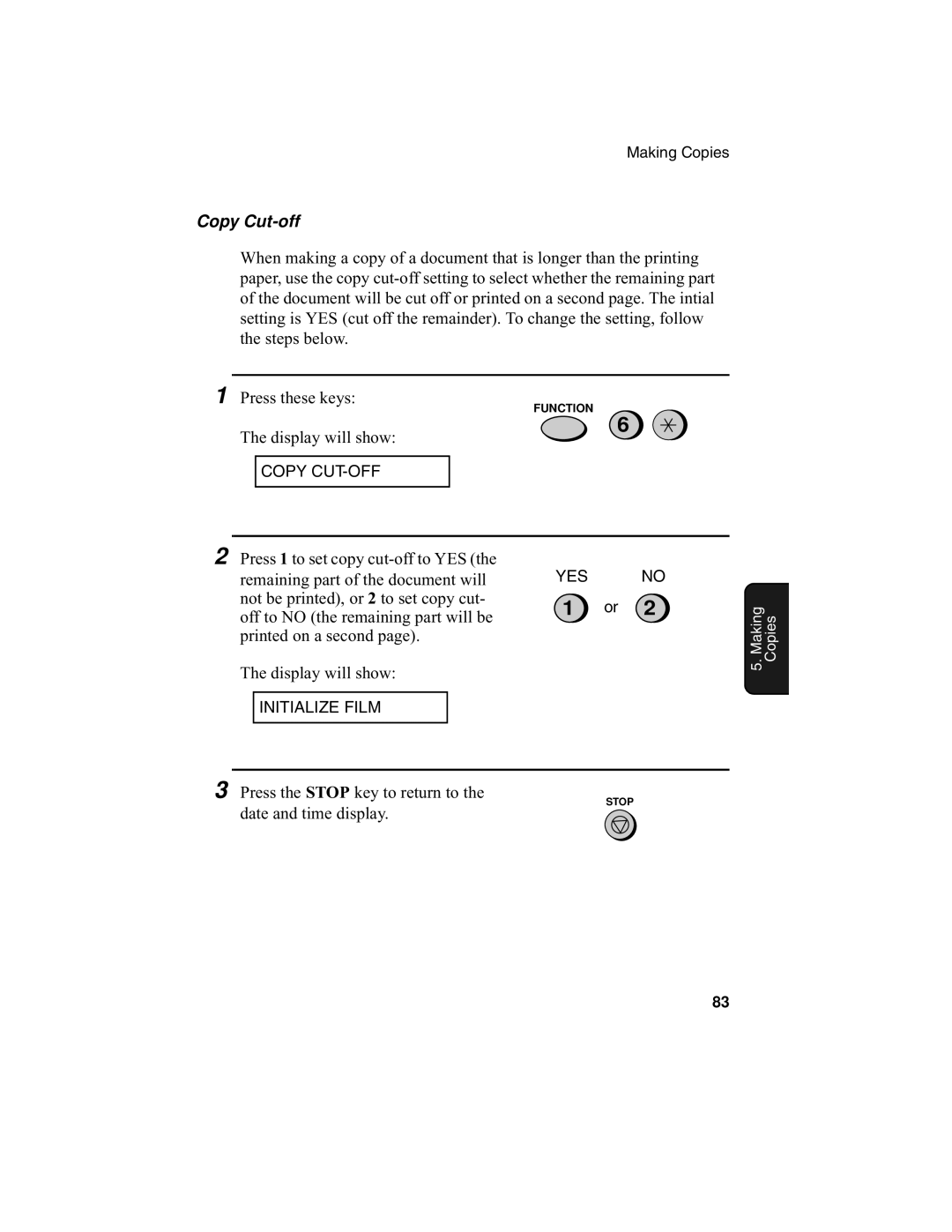 Sharp UX-340L operation manual Copy Cut-off 