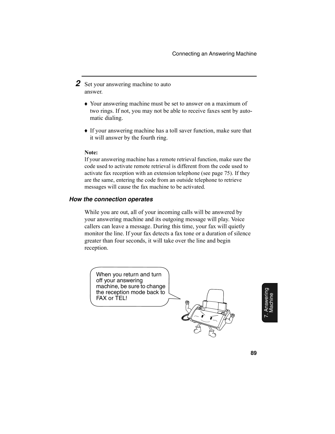 Sharp UX-340L operation manual How the connection operates 