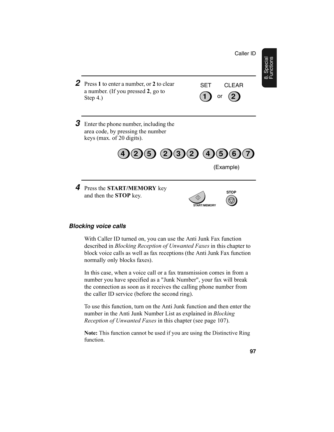 Sharp UX-340L operation manual 5 2 3 2 4 5 6, Blocking voice calls 