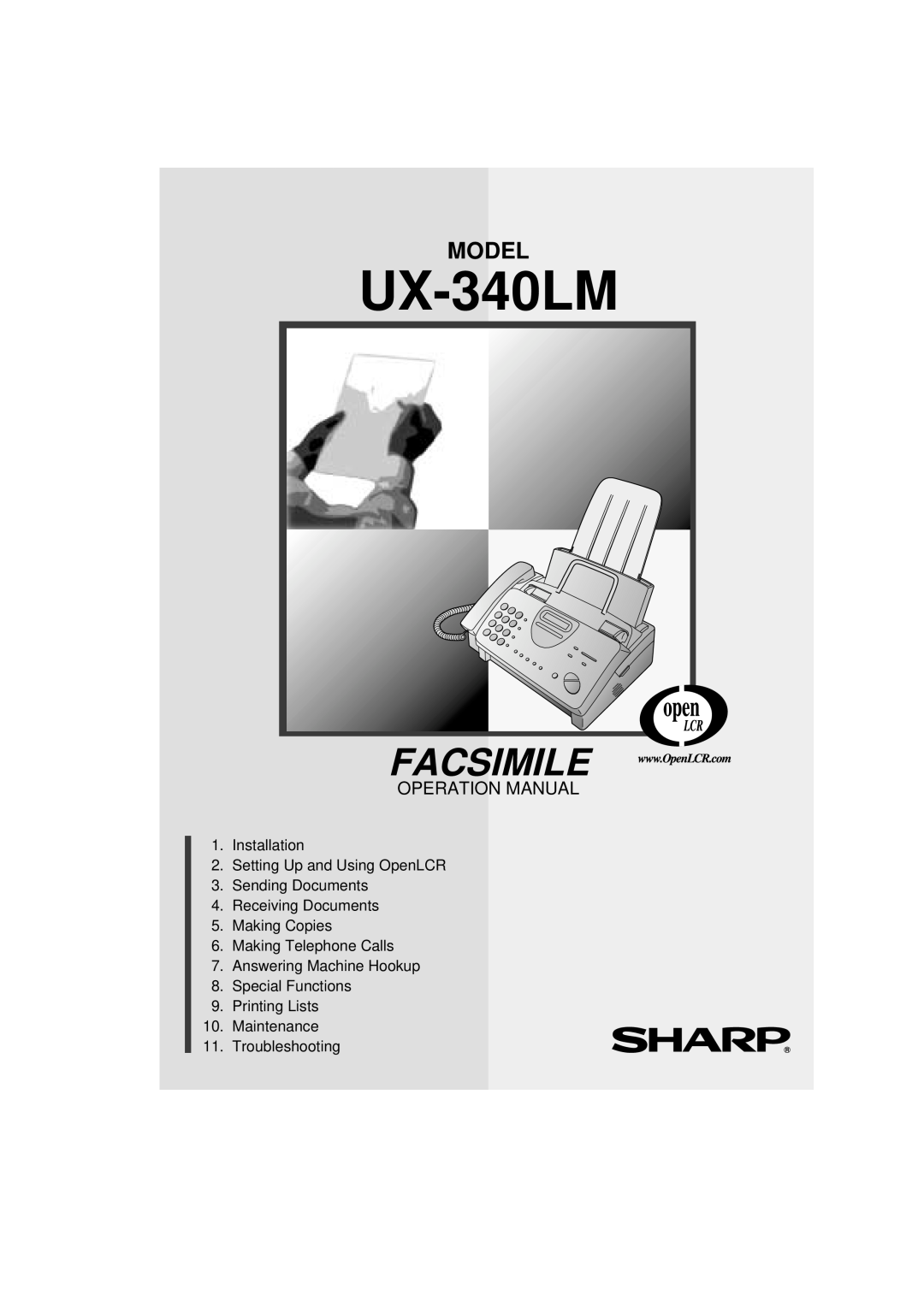 Sharp UX-340LM manual Facsimile, Model, Operation Manual 