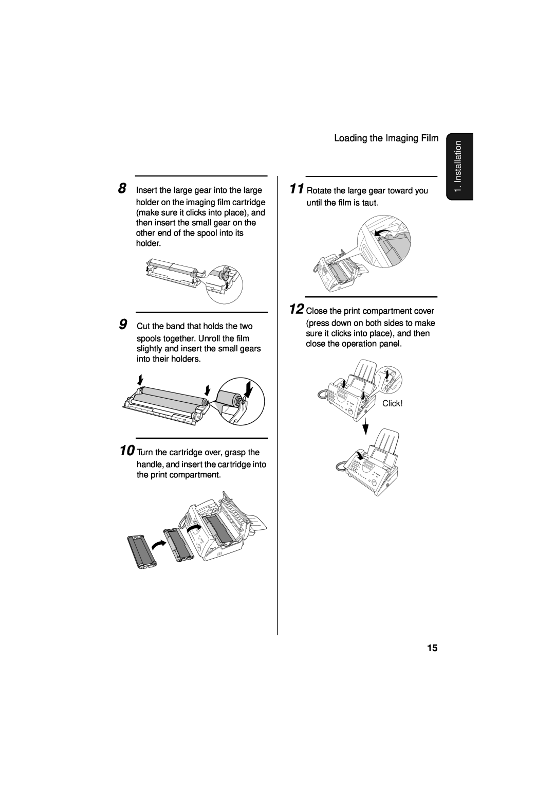 Sharp UX-340LM manual Installation, Insert the large gear into the large 