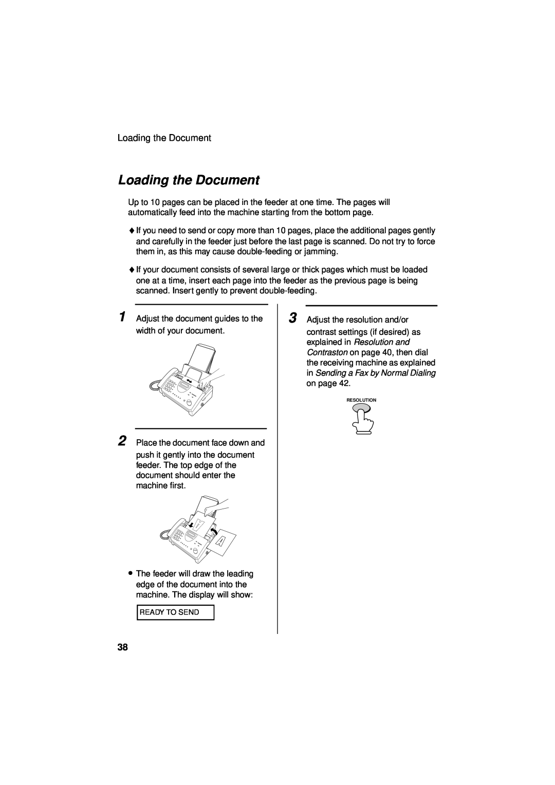 Sharp UX-340LM manual Loading the Document 