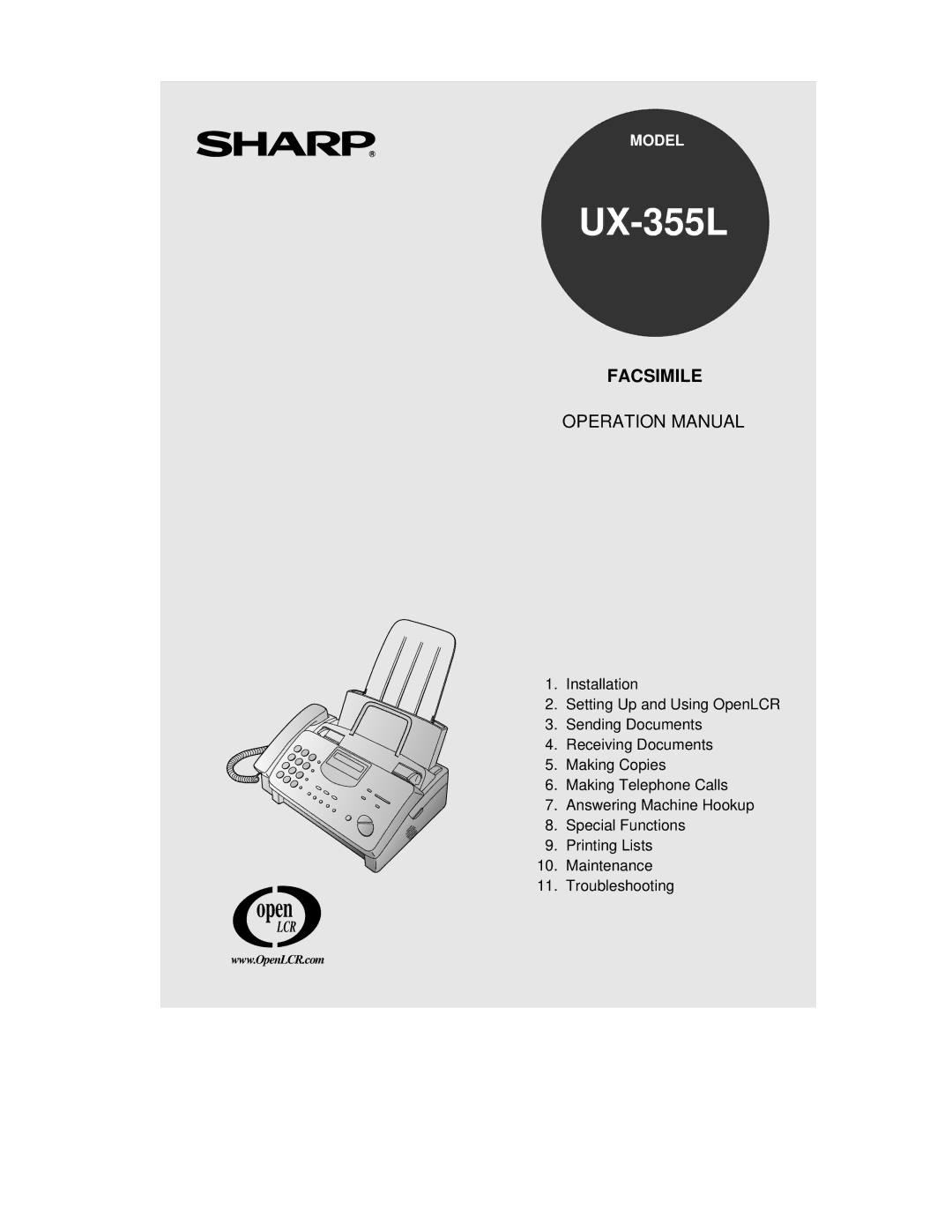 Sharp UX-355L operation manual 