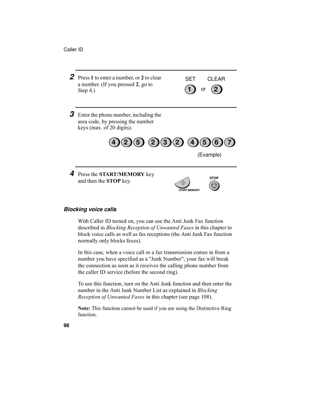 Sharp UX-355L operation manual 5 2 3 2 4 5 6, Blocking voice calls 