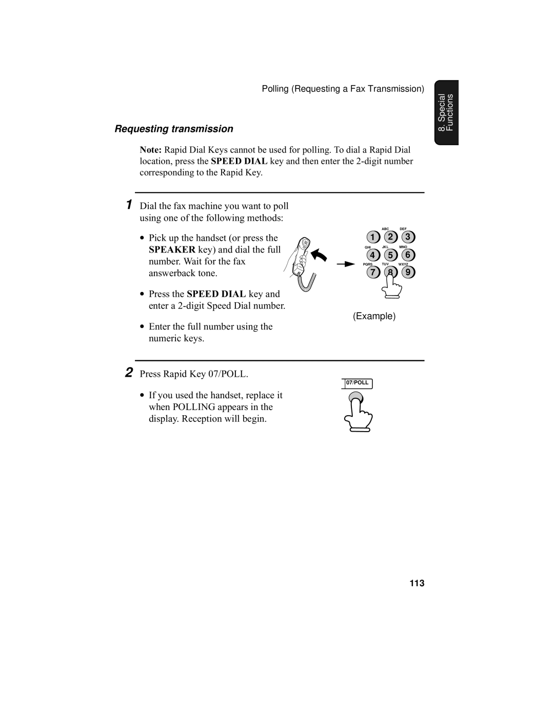 Sharp UX-355L operation manual Requesting transmission 