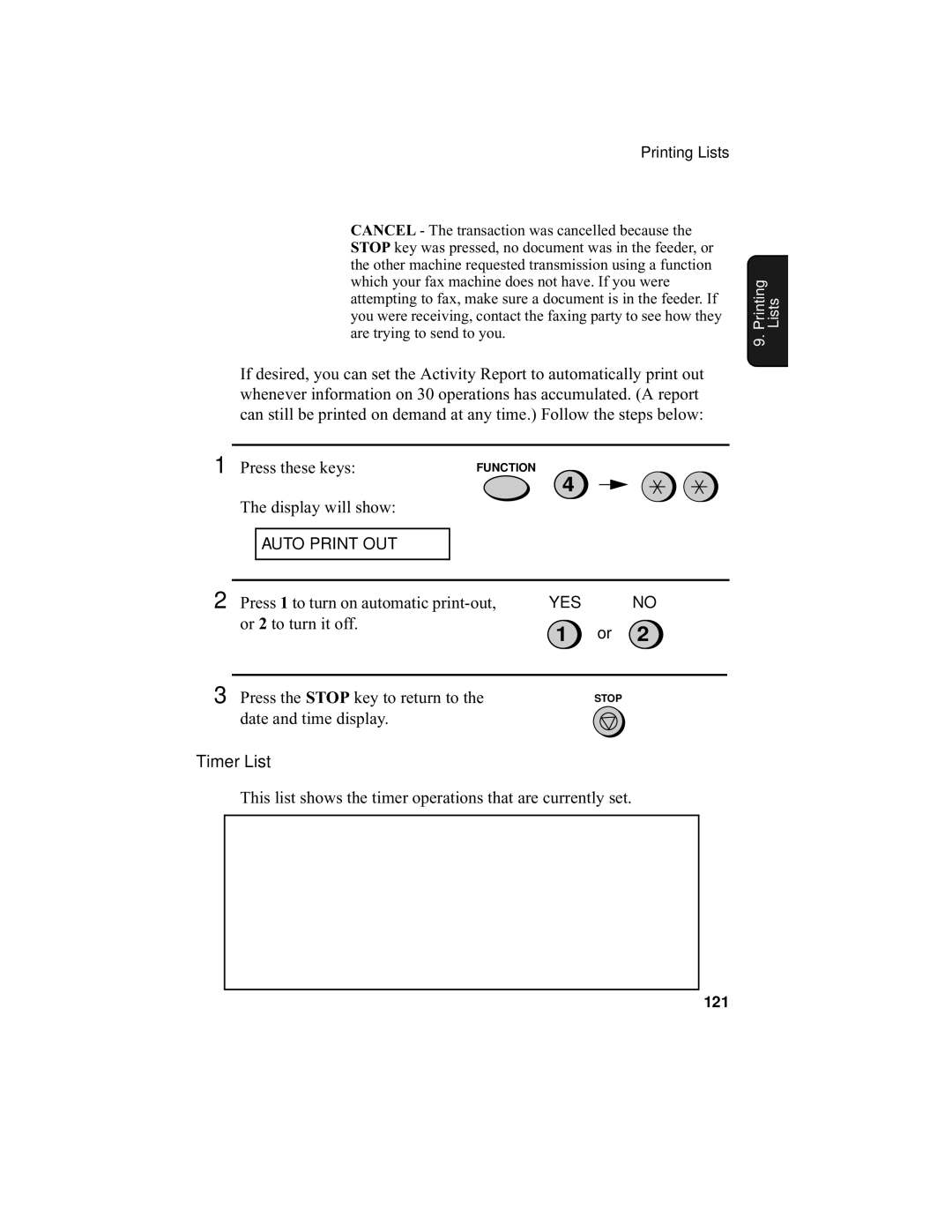 Sharp UX-355L operation manual Press these keys, Timer List 