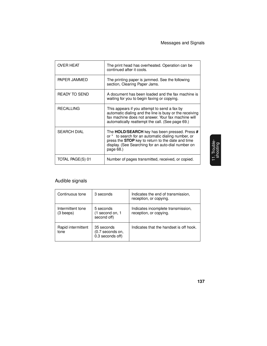 Sharp UX-355L operation manual Audible signals, Recalling 